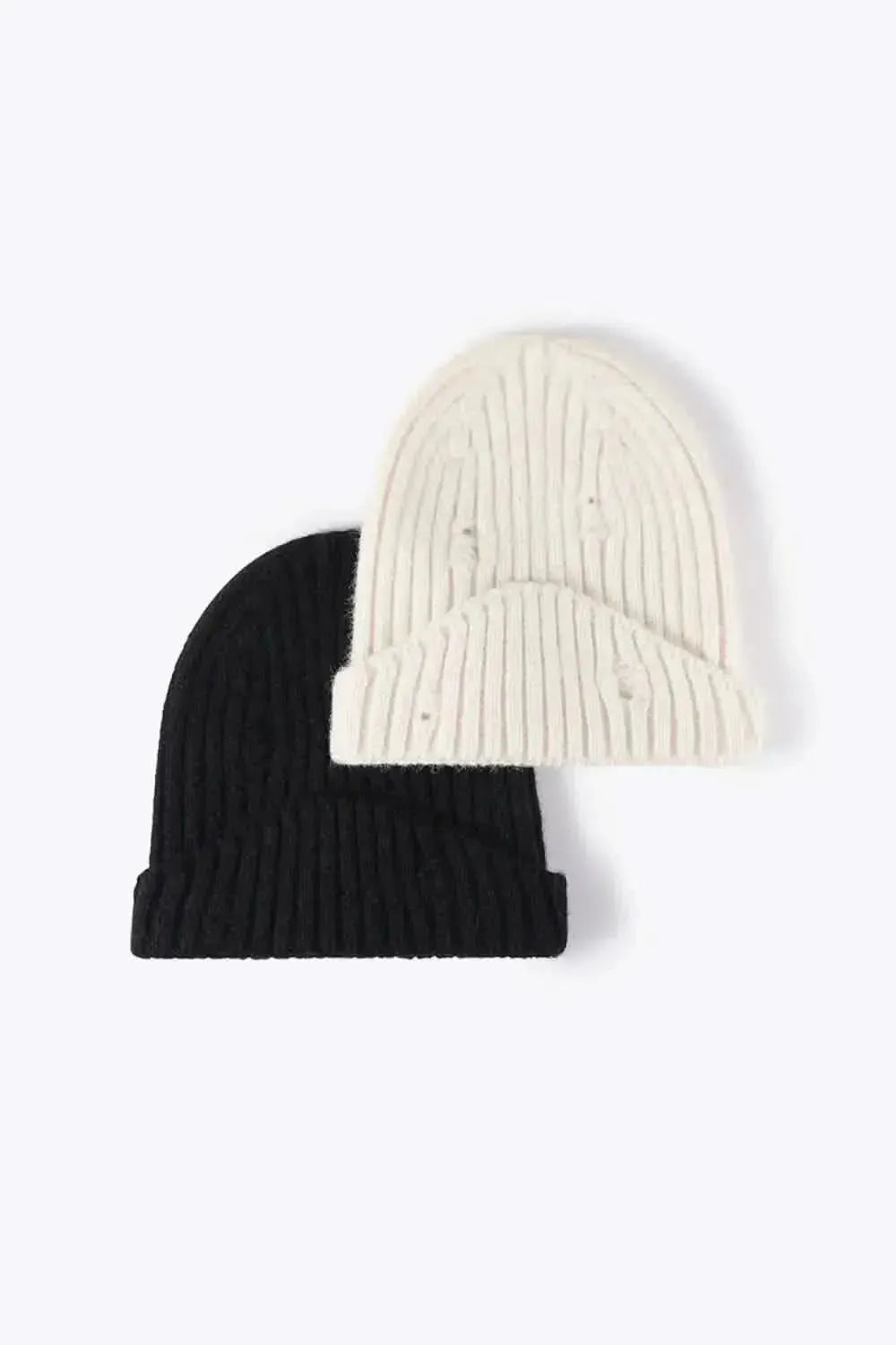 Distressed Rib-Knit Beanie - Bad Moms Club