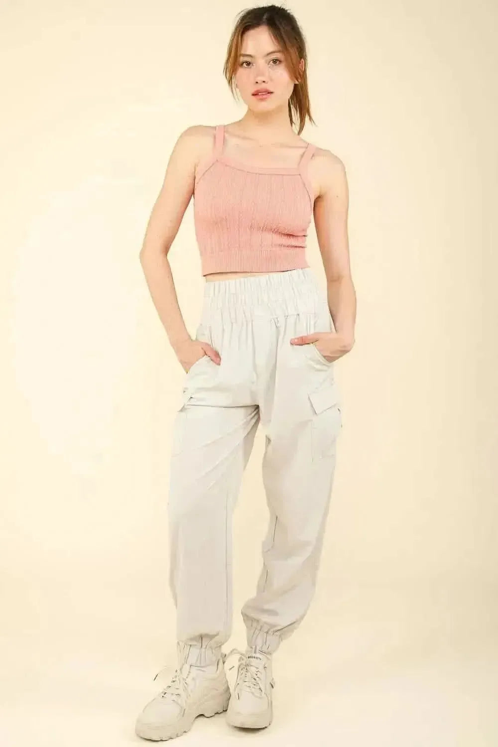 VERY J Cable Knit Seamless Cropped Cami - Bad Moms Club