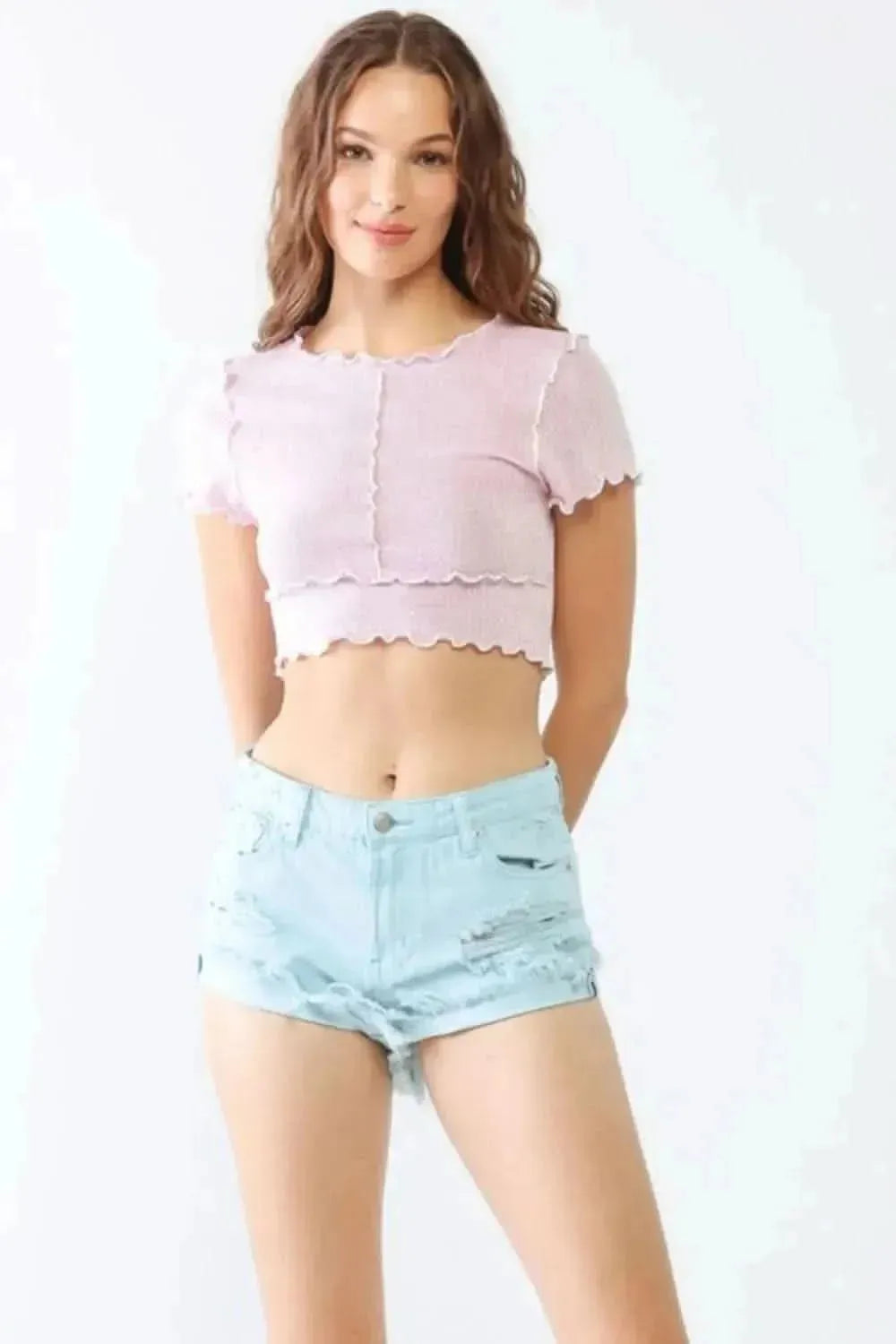 LITZ LA Distressed Ripped Denim Shorts - Bad Moms Club