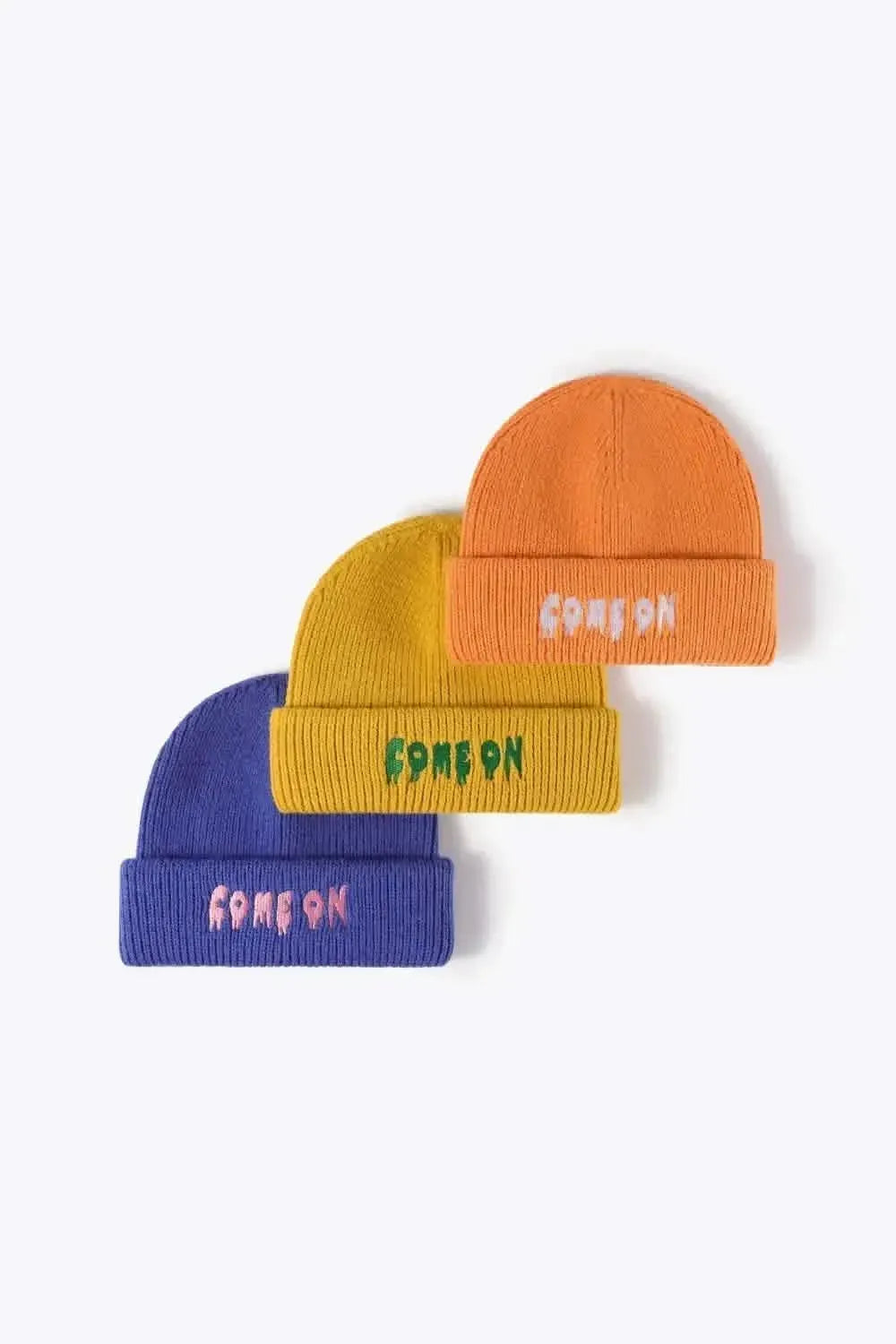 COME ON Embroidered Cuff Knit Beanie - Bad Moms Club