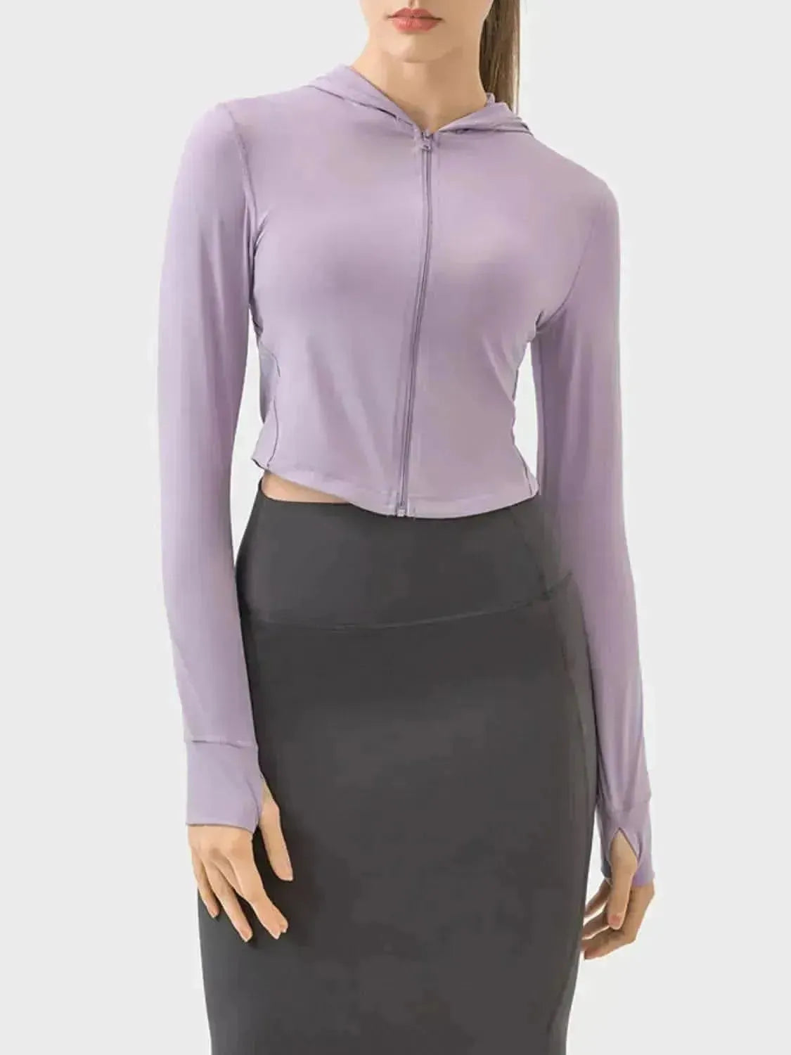 Zip Up Hooded Long Sleeve Active Outerwear - Bad Moms Club