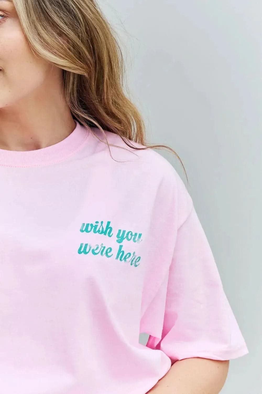 Sweet Claire "Wish You Were Here" Oversized Graphic T-Shirt - Bad Moms Club