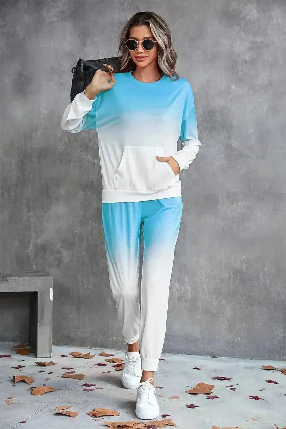 Gradient Round Neck Sweatshirt and Joggers Set - Bad Moms Club