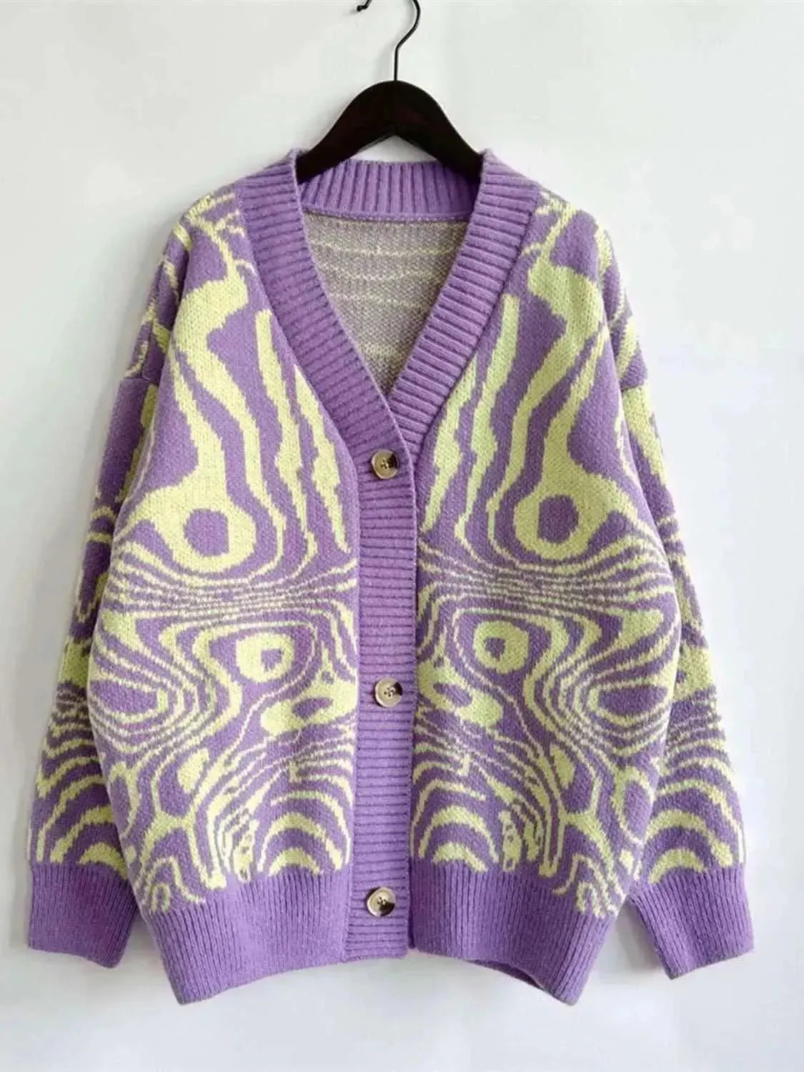 Abstract Pattern Button Down Cardigan - Bad Moms Club