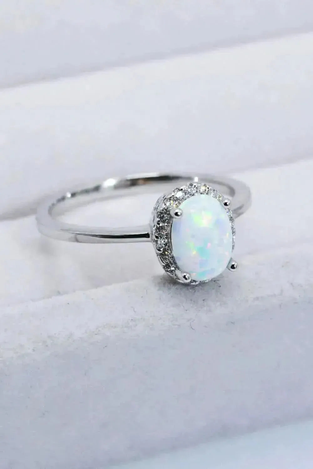 925 Sterling Silver 4-Prong Opal Ring - Bad Moms Club