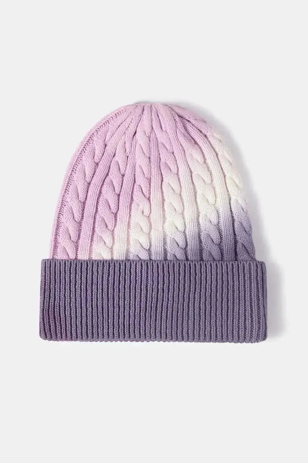 Contrast Tie-Dye Cable-Knit Cuffed Beanie - Bad Moms Club