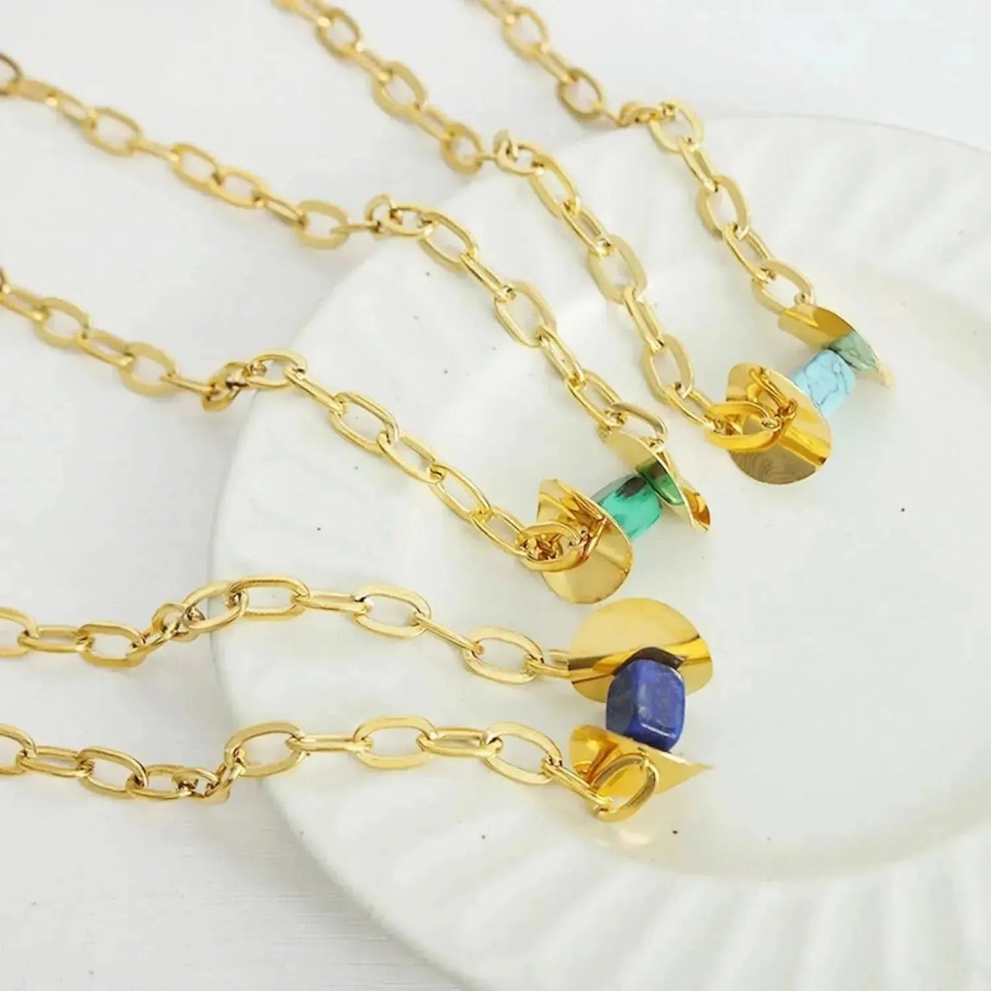 Natural Stone Pendant Titanium Steel Necklace - Bad Moms Club