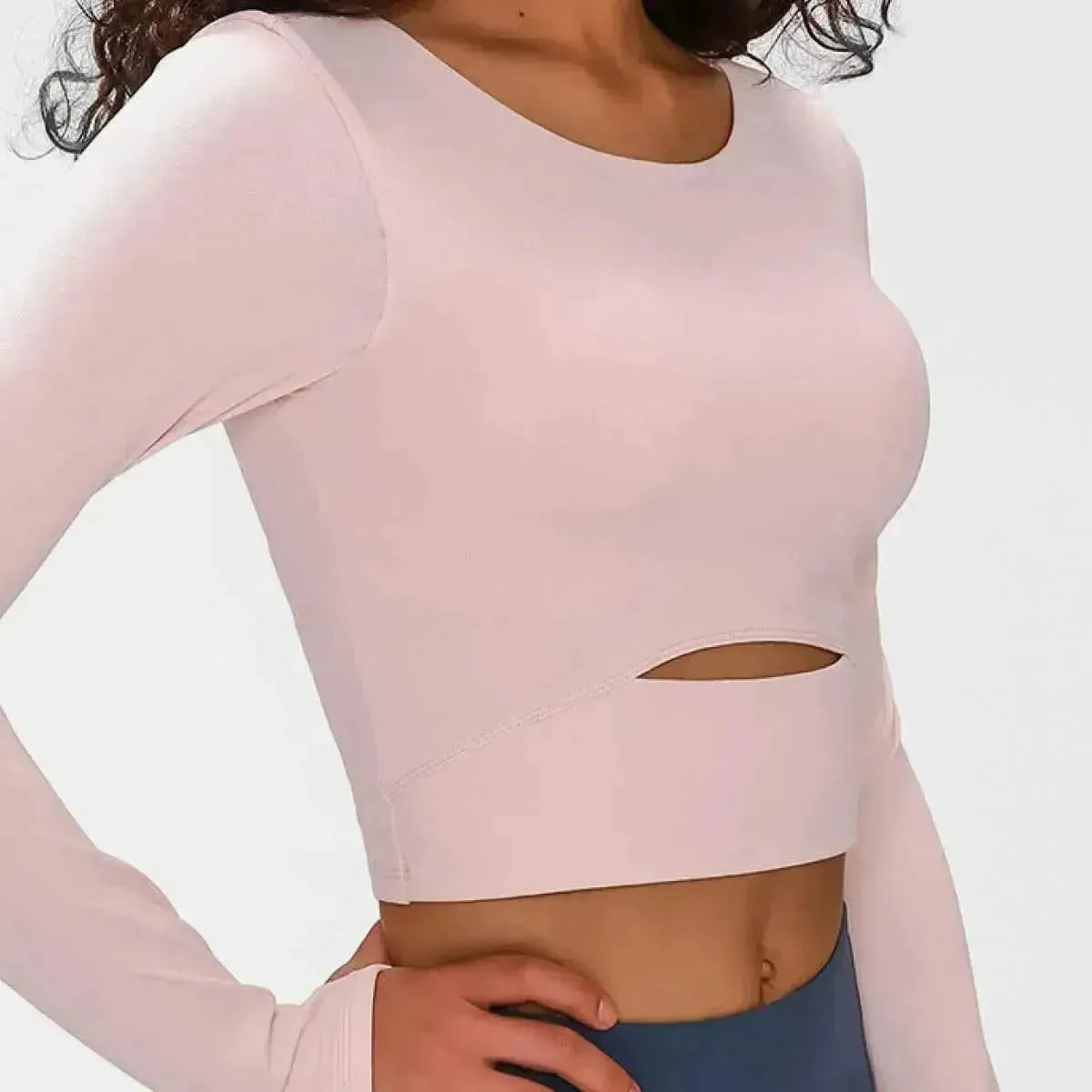 Long Sleeve Cropped Top With Sports Strap - Bad Moms Club