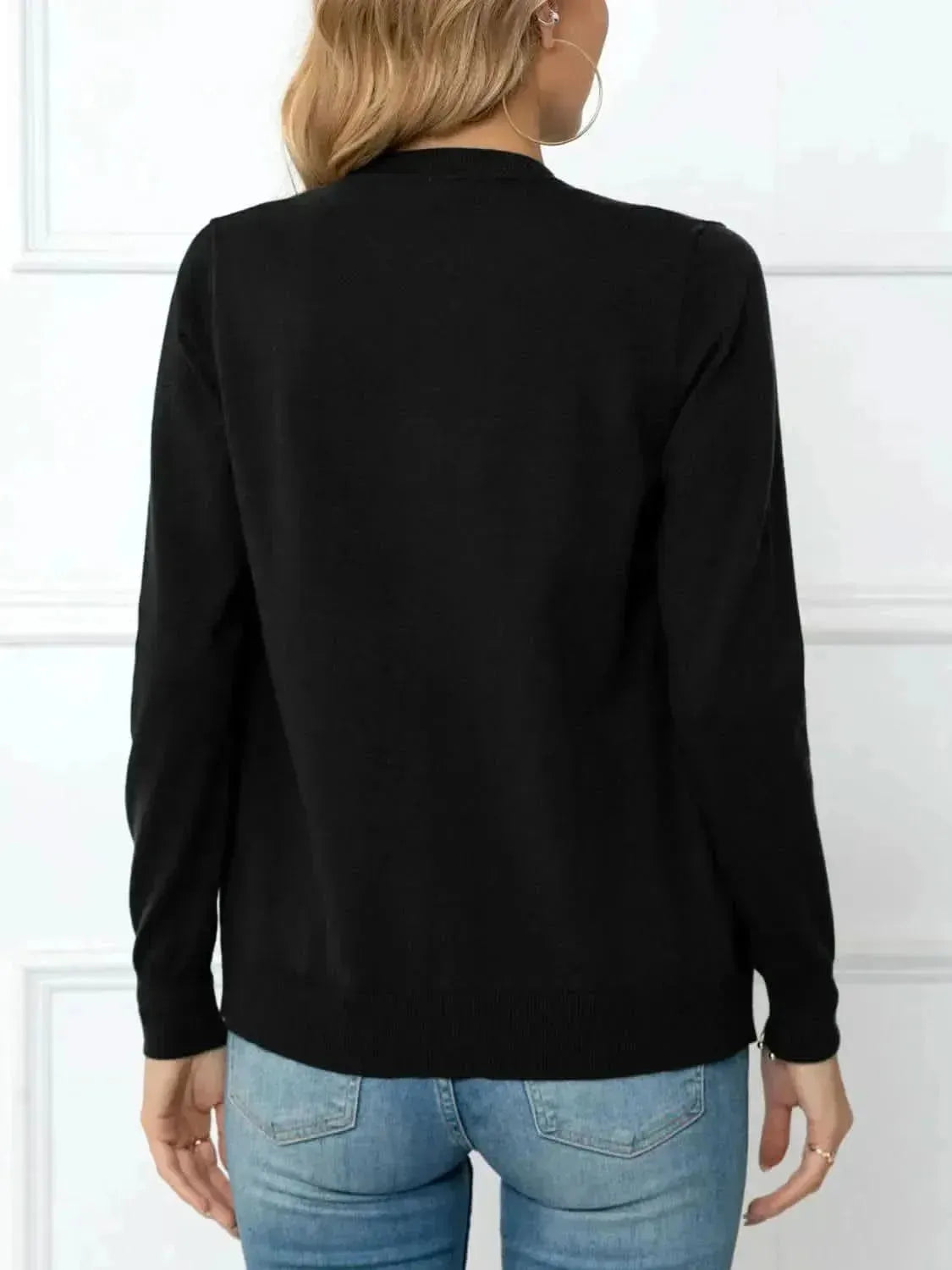 Button Down Round Neck Cardigan - Bad Moms Club
