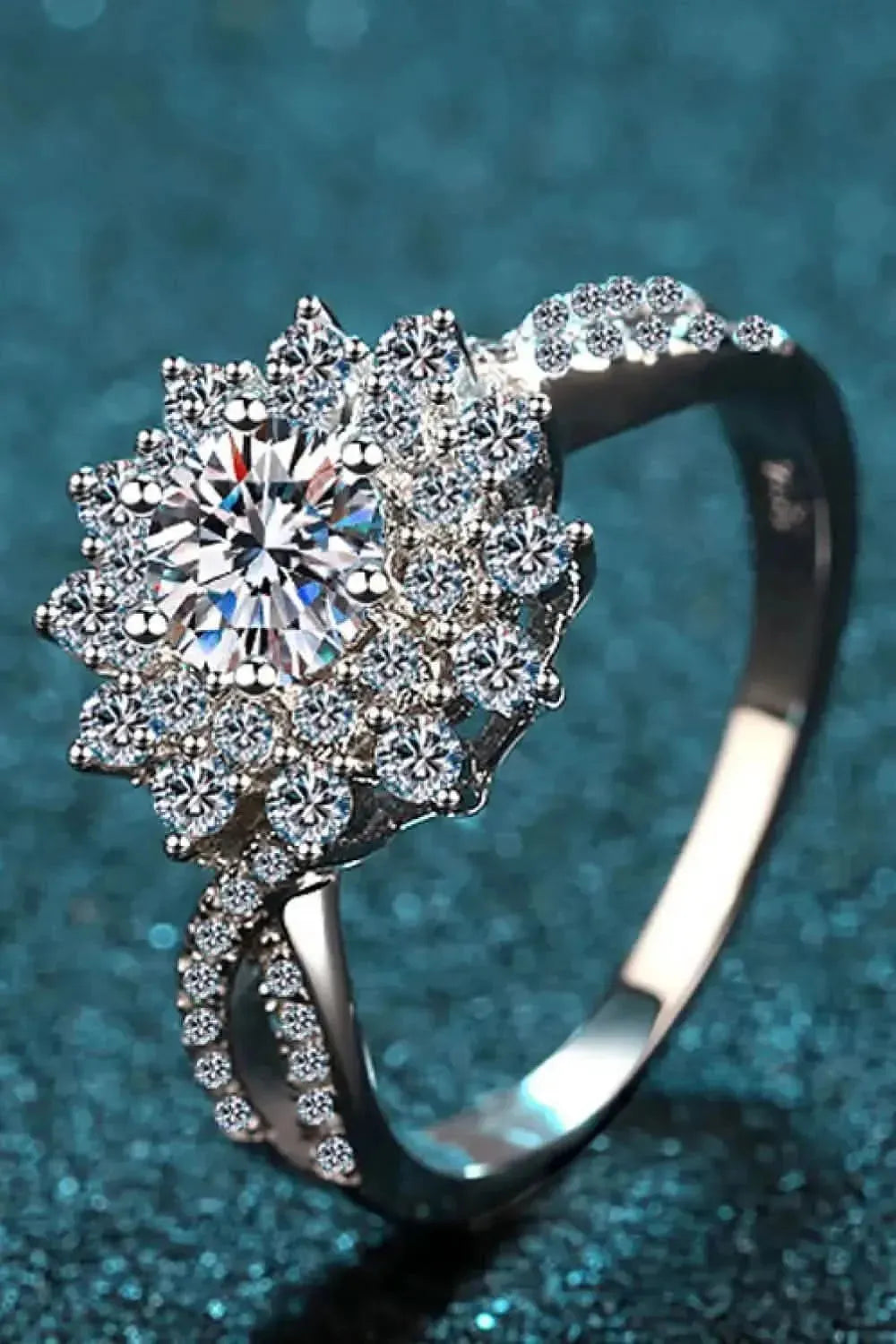 Moissanite Flower-Shape Split Shank Ring - Bad Moms Club