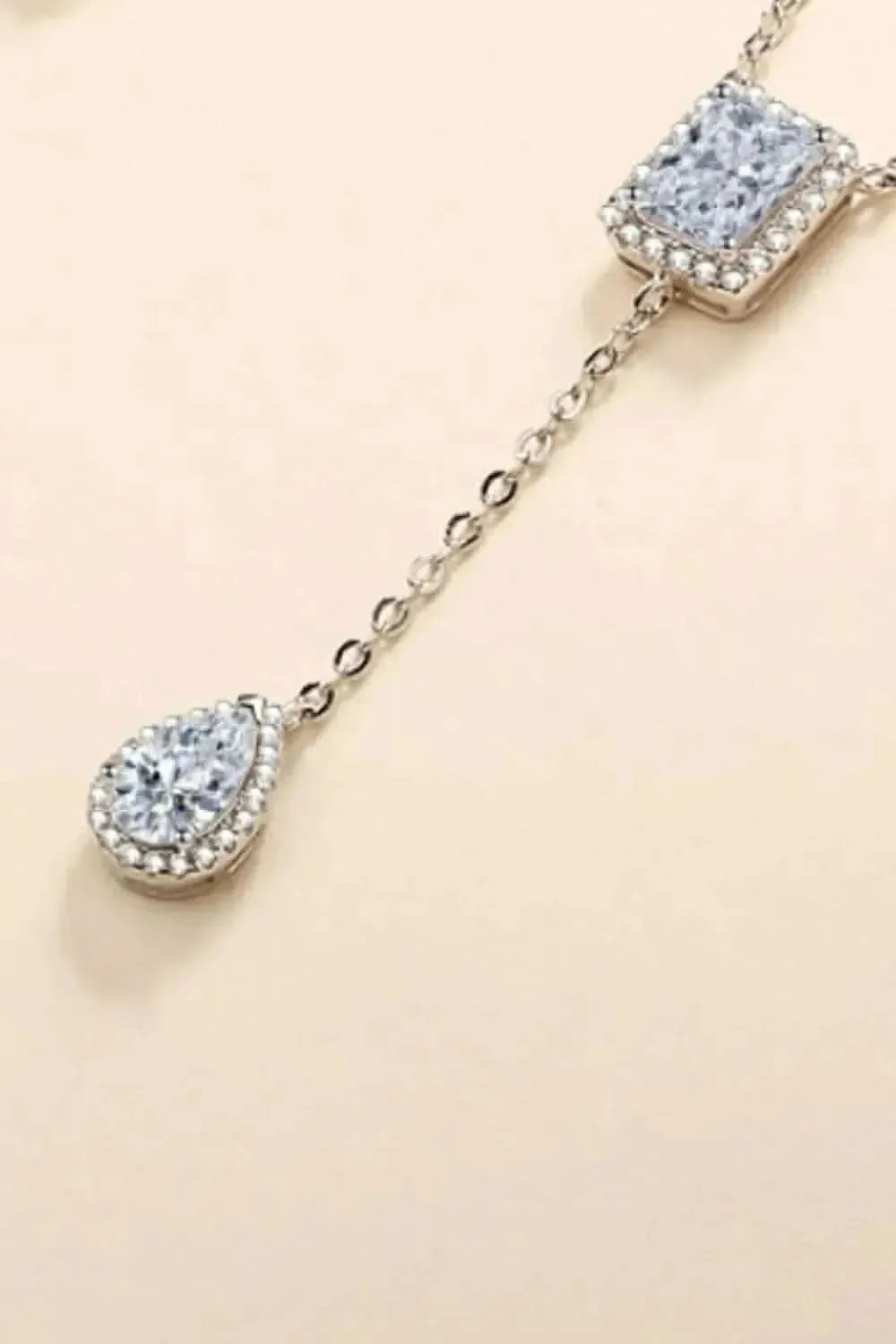 3 Carat 925 Sterling Silver Double Drop Pendant Necklace - Bad Moms Club