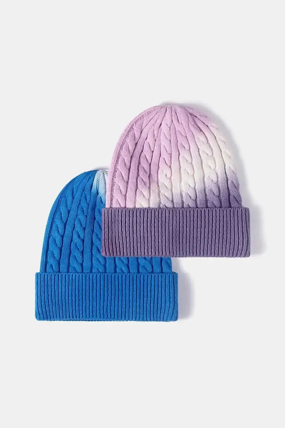 Contrast Tie-Dye Cable-Knit Cuffed Beanie - Bad Moms Club