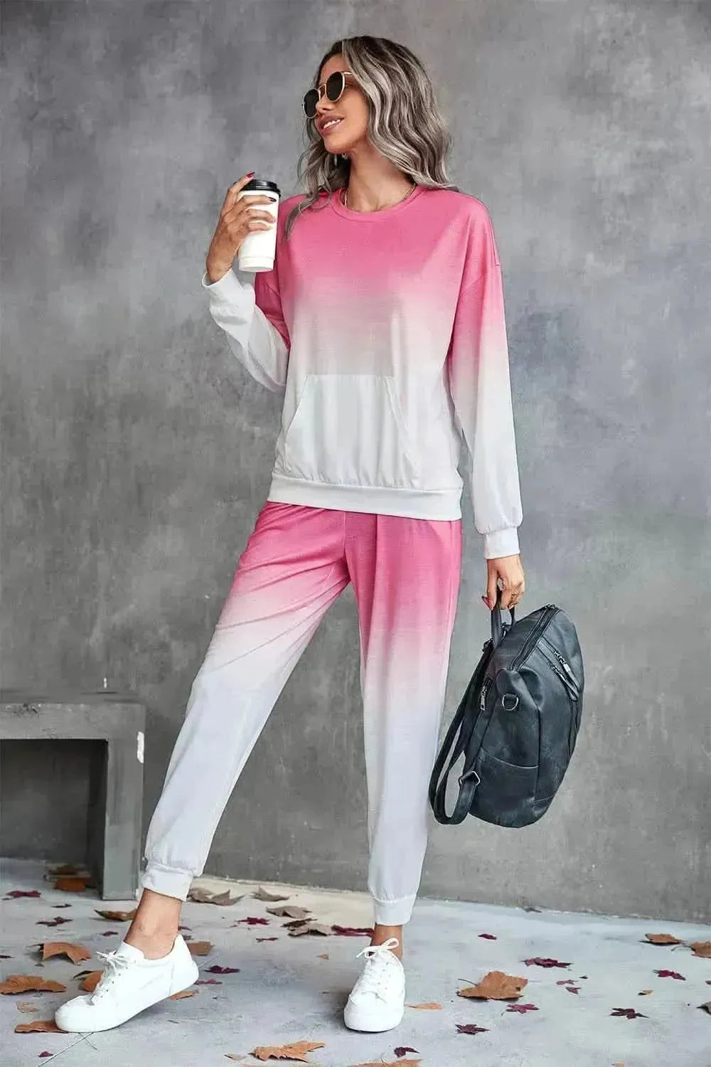 Gradient Round Neck Sweatshirt and Joggers Set - Bad Moms Club