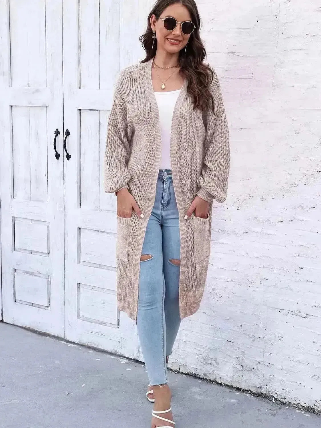 Open Front Longline Cardigan with Pockets - Bad Moms Club