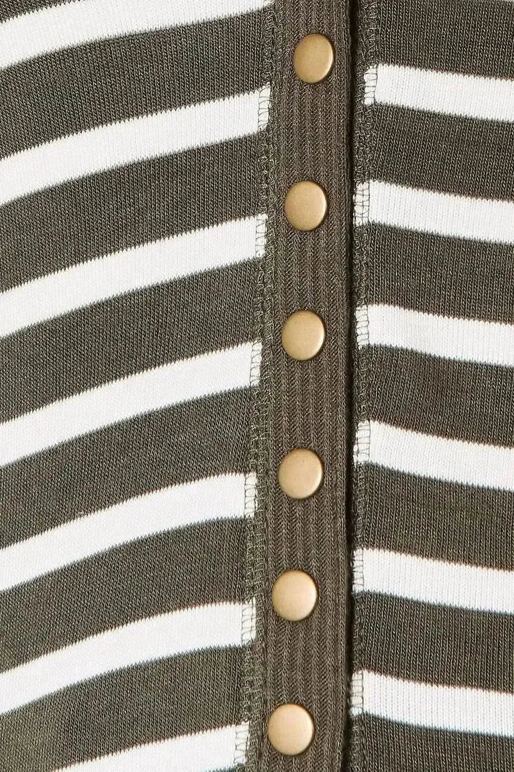 Zenana Full Size Striped Snap Down Cardigan - Bad Moms Club