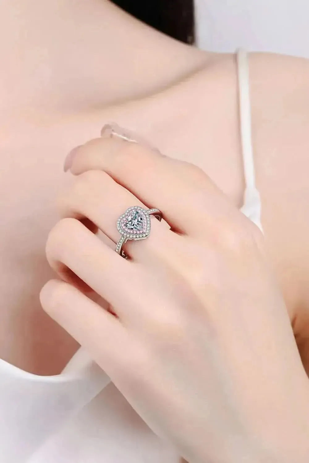 1 Carat Moissanite Heart 925 Sterling Silver Ring - Bad Moms Club