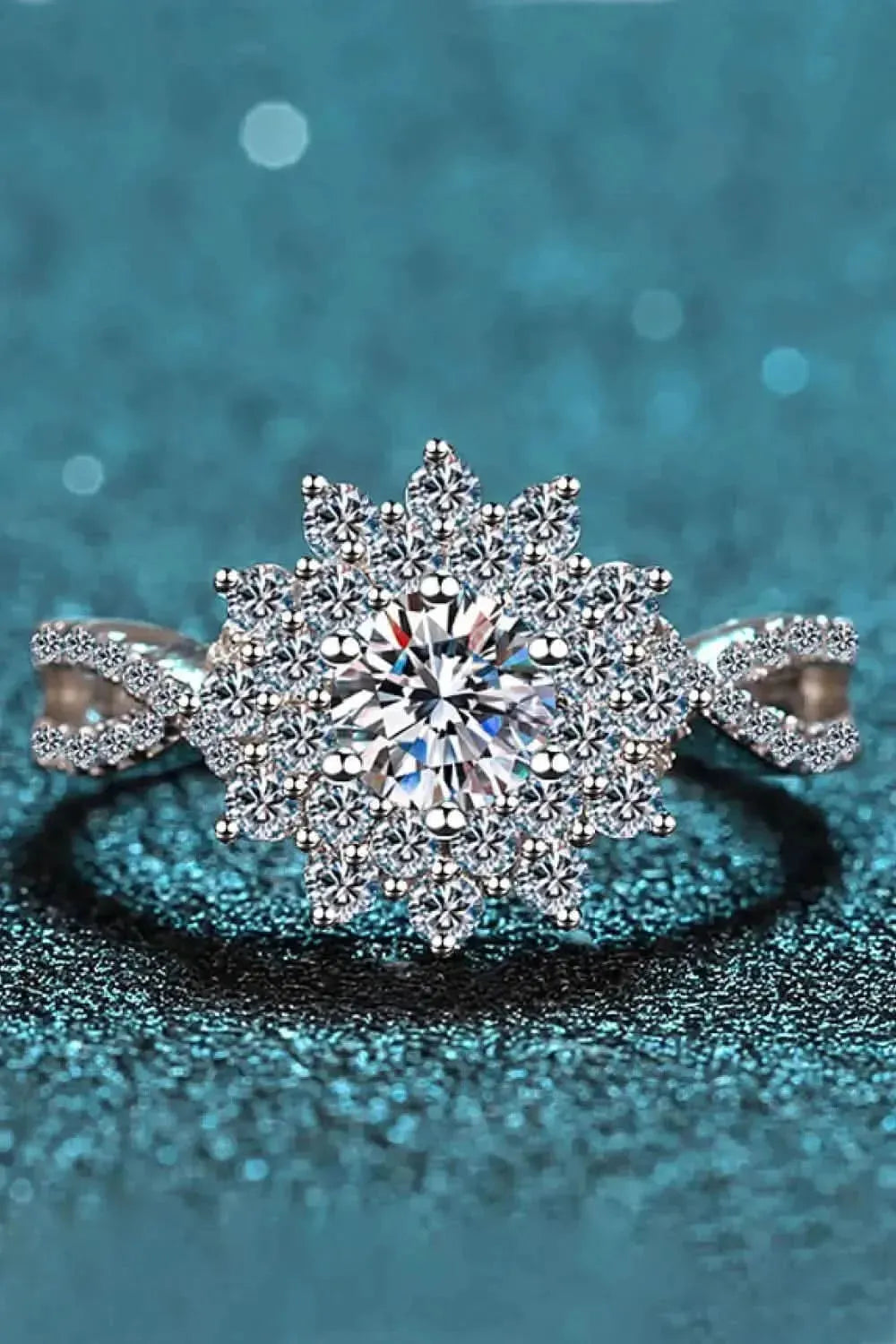 Moissanite Flower-Shape Split Shank Ring - Bad Moms Club
