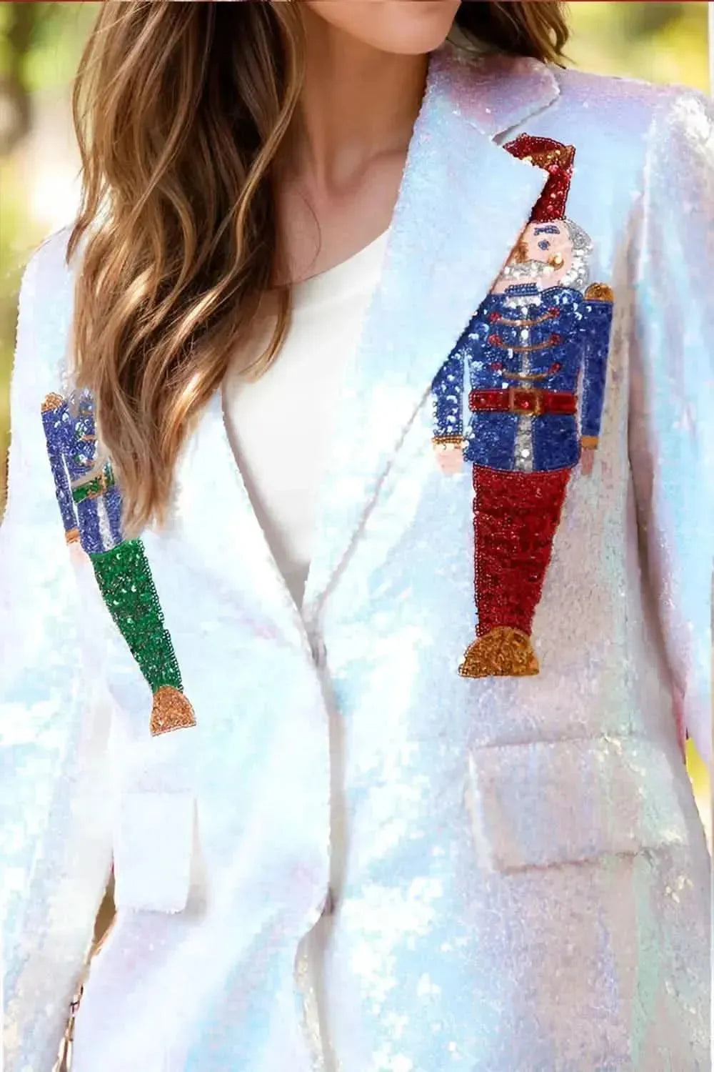 Sequin Nutcracker Long Sleeve Blazer - Bad Moms Club