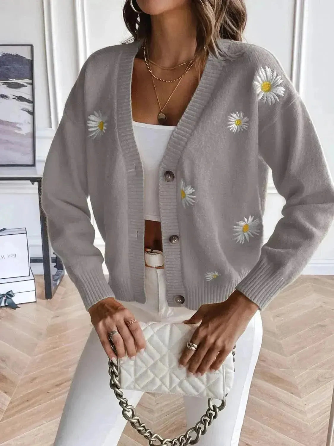 Floral Button Up Cardigan - Bad Moms Club