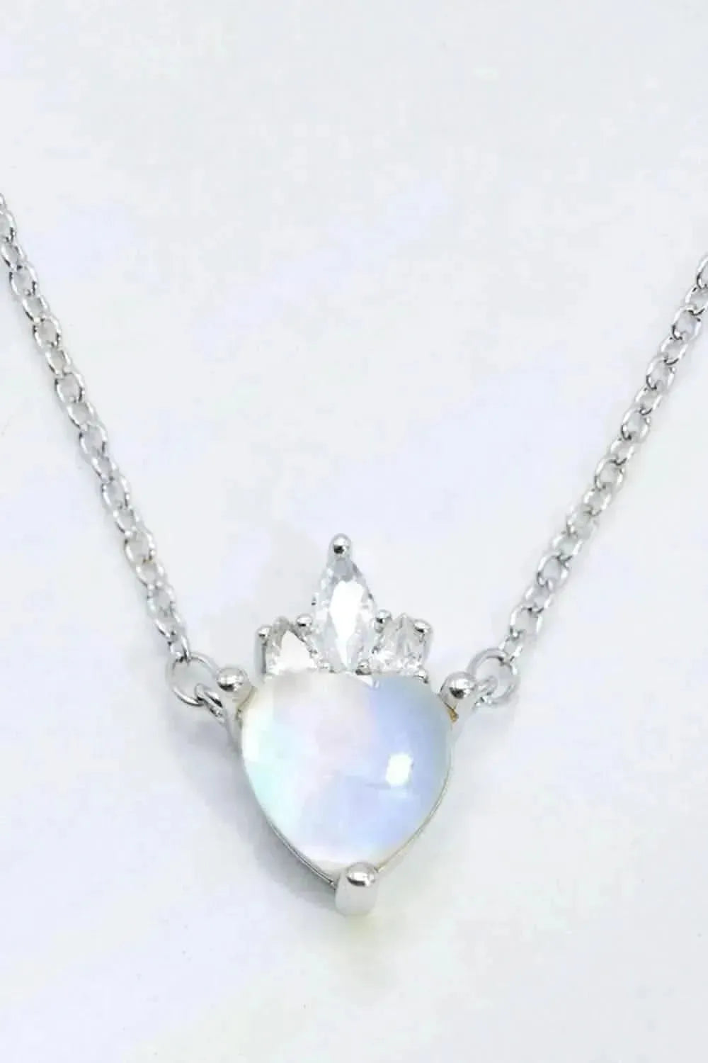 925 Sterling Silver Moonstone Heart Pendant Necklace - Bad Moms Club