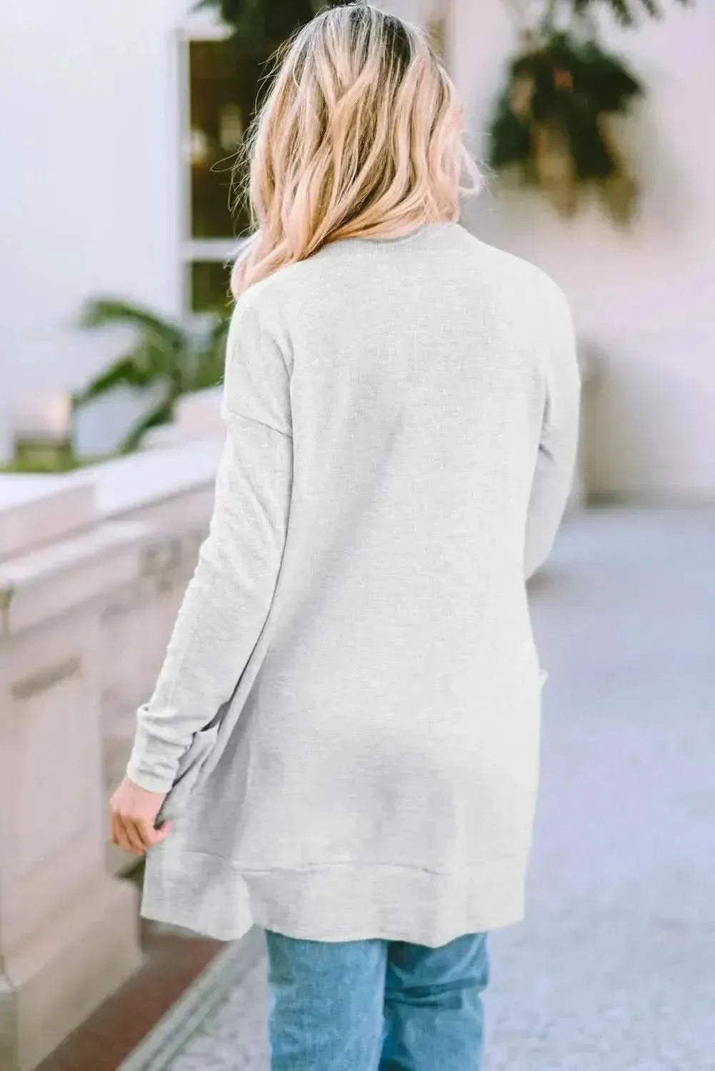 Pocketed Open Front Long Sleeve Cardigan - Bad Moms Club