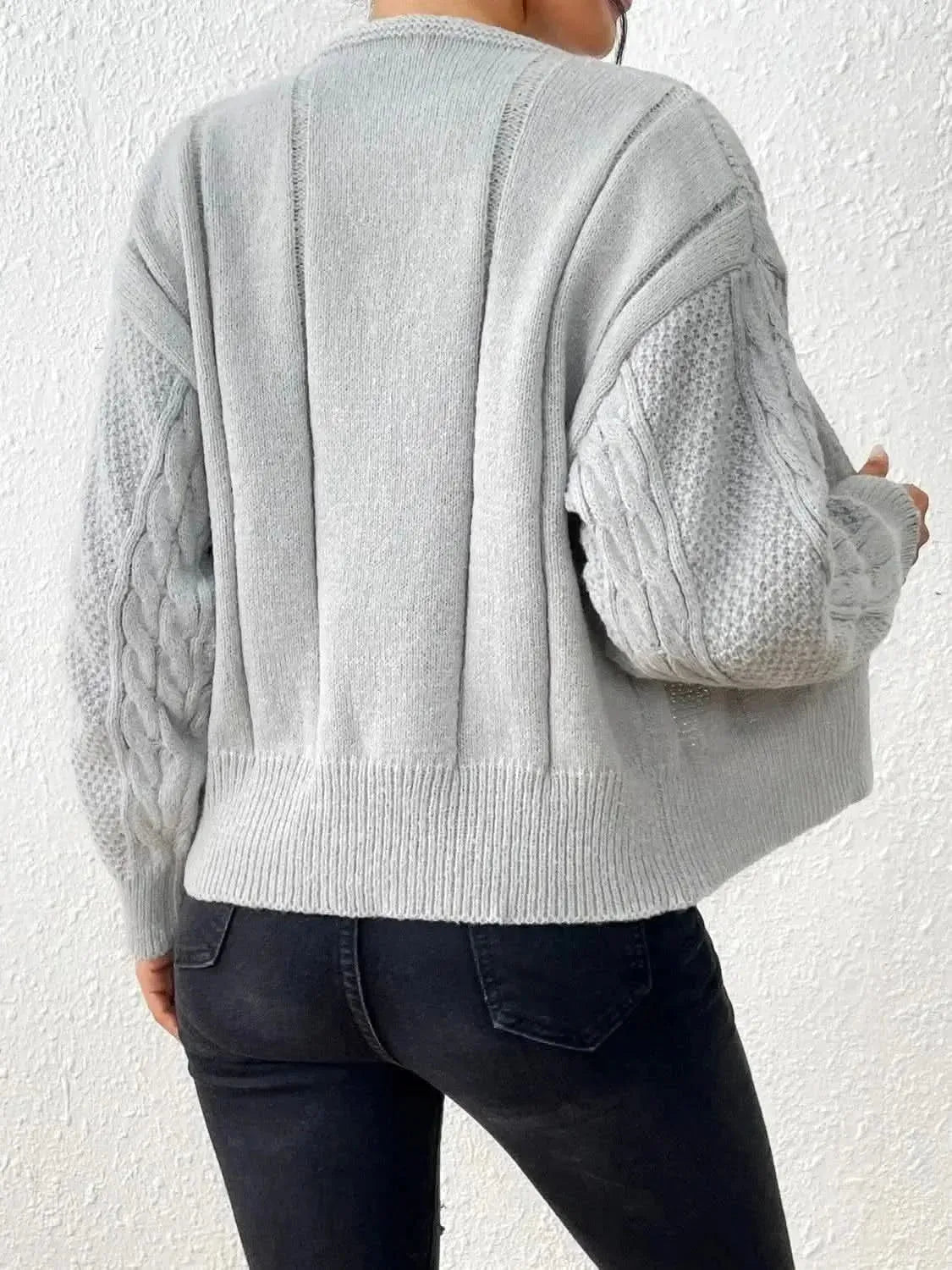 Cable-Knit Open Front Cardigan - Bad Moms Club