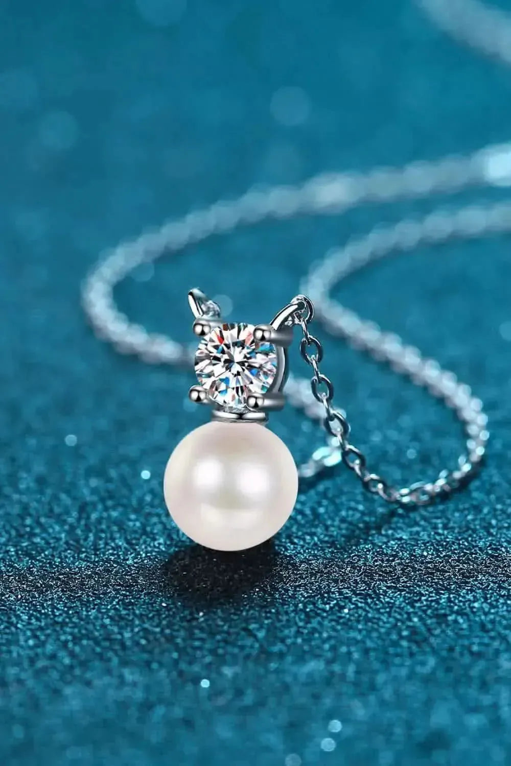 925 Sterling Silver Freshwater Pearl Moissanite Necklace - Bad Moms Club