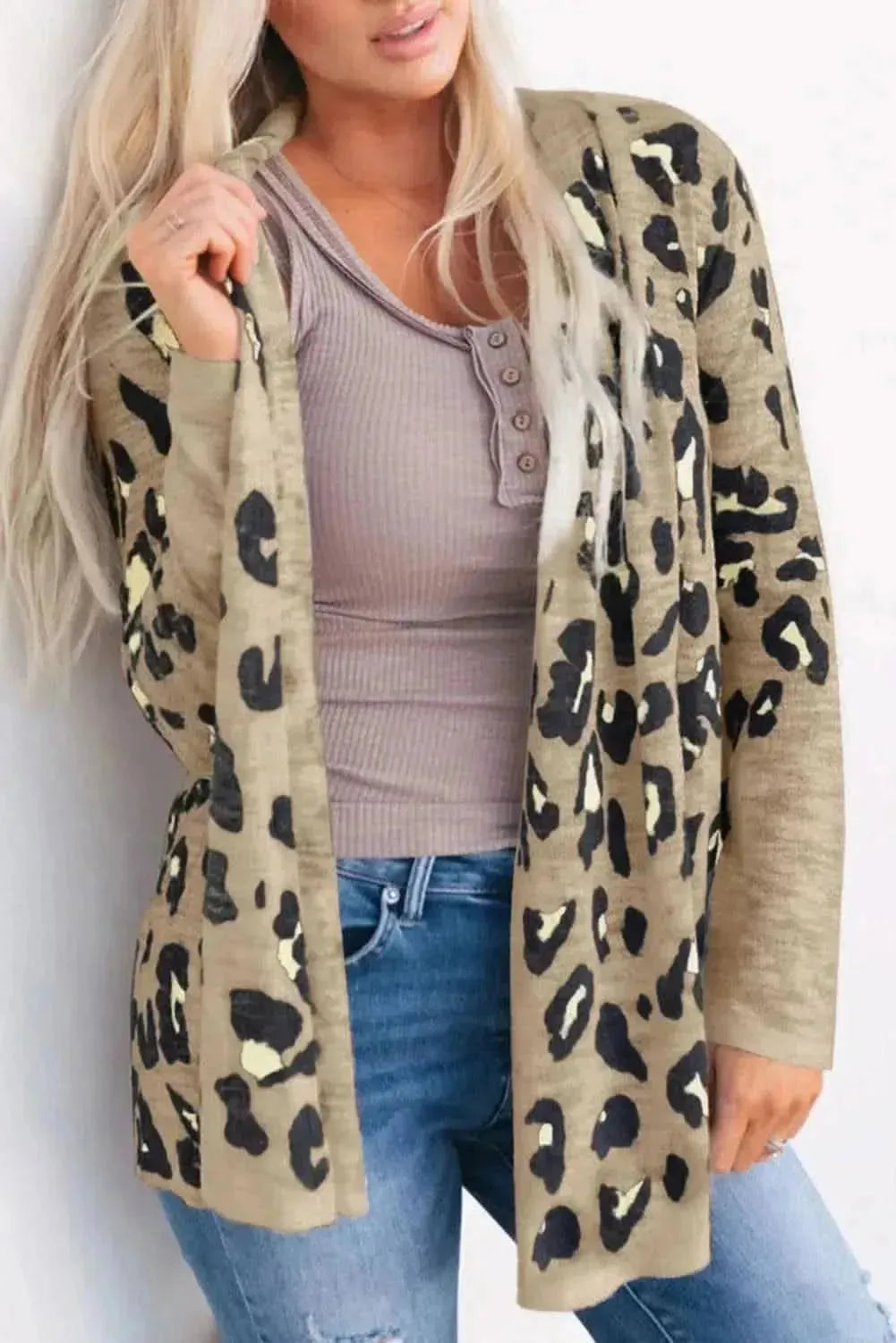 Printed Long Sleeve Cardigan - Bad Moms Club