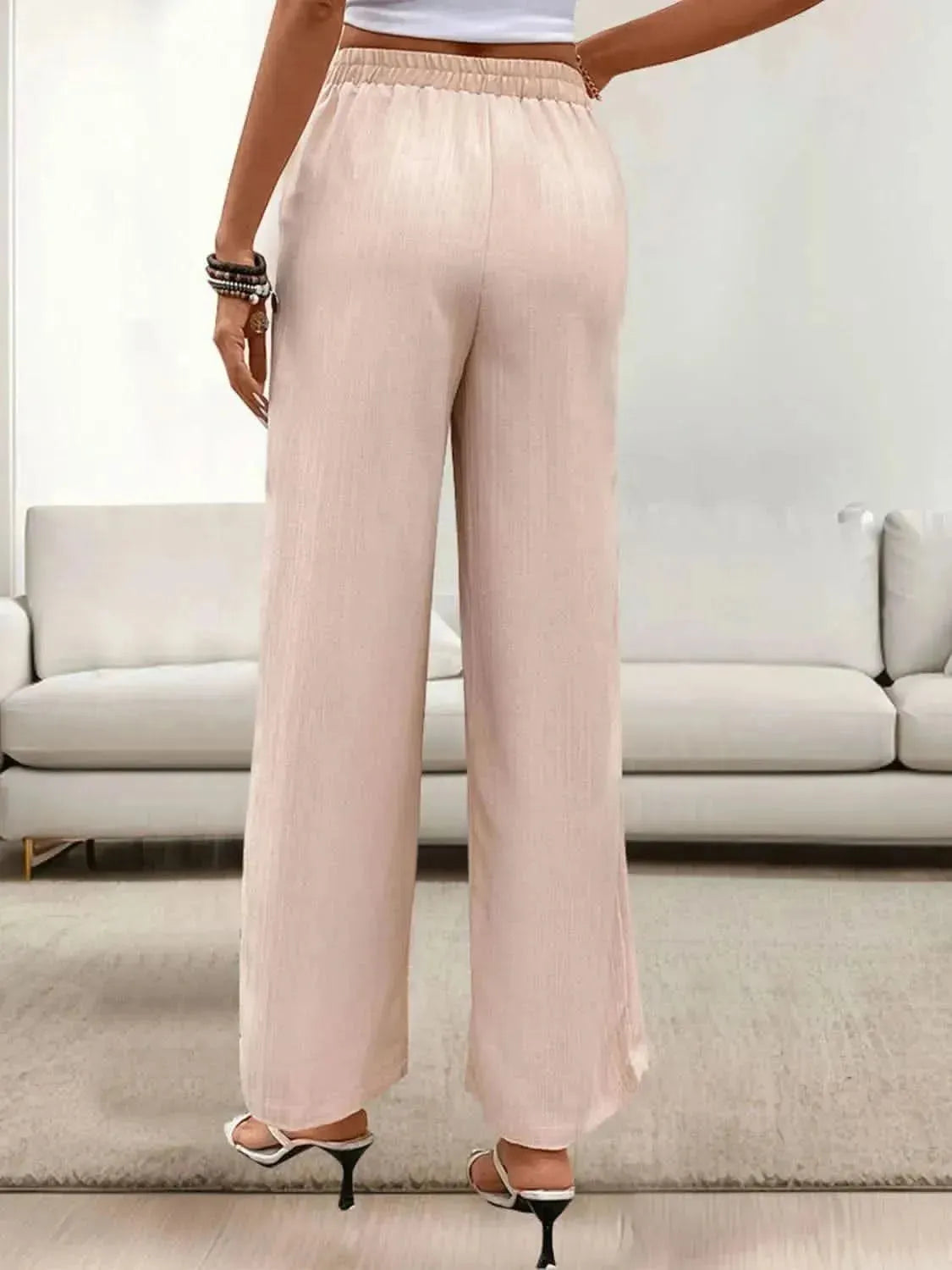 Perfee Tied Wide Leg Pants with Pockets - Bad Moms Club