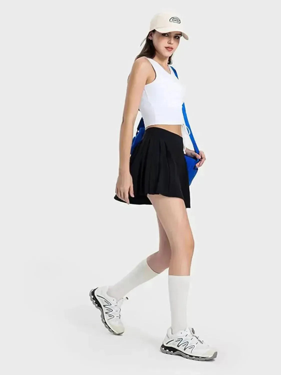 Pleated Detail Mid-Rise Waist Active Skirt - Bad Moms Club