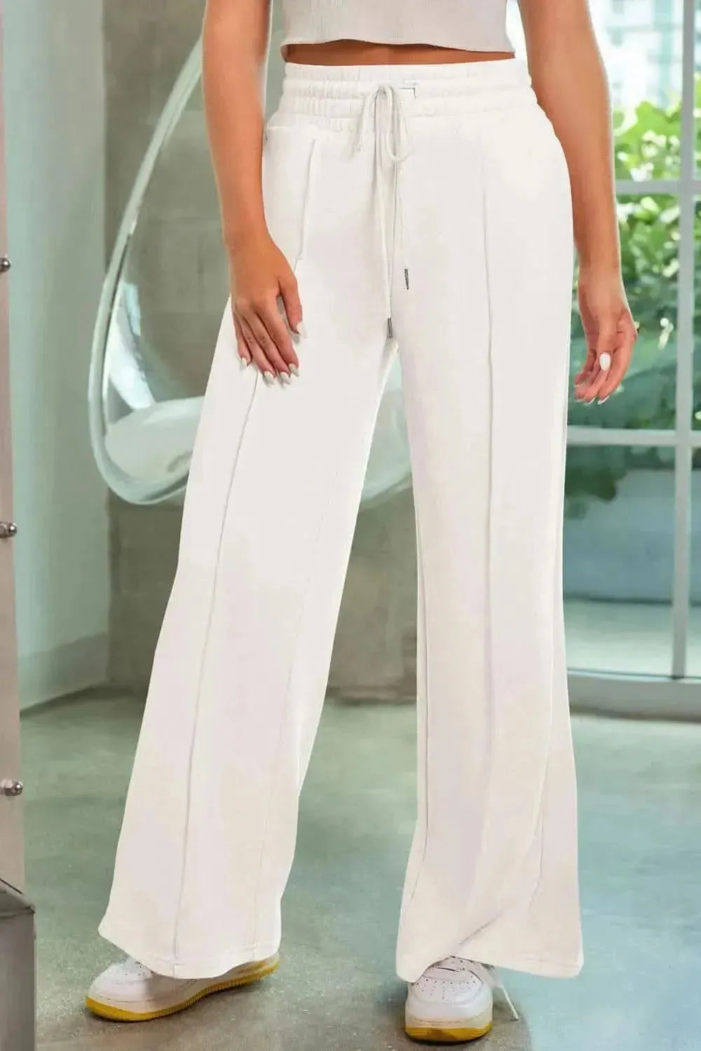 Drawstring Wide Leg Pants with Pockets - Bad Moms Club