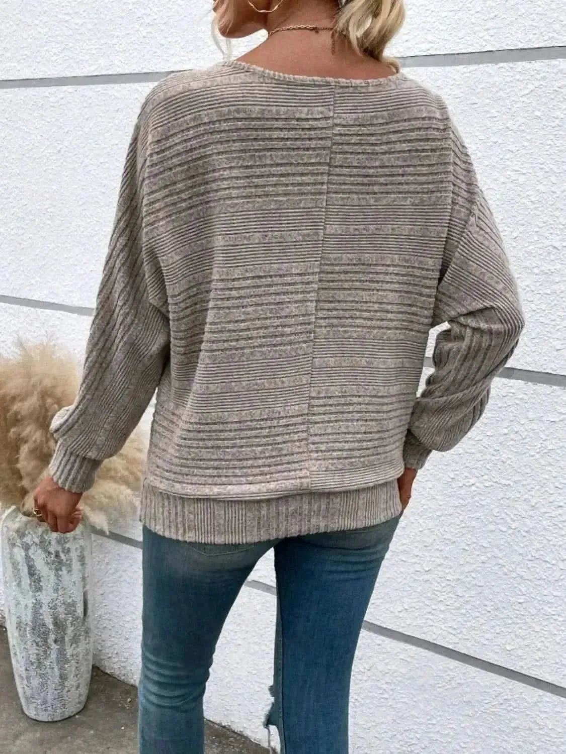 Full Size Round Neck Long Sleeve Top - Bad Moms Club