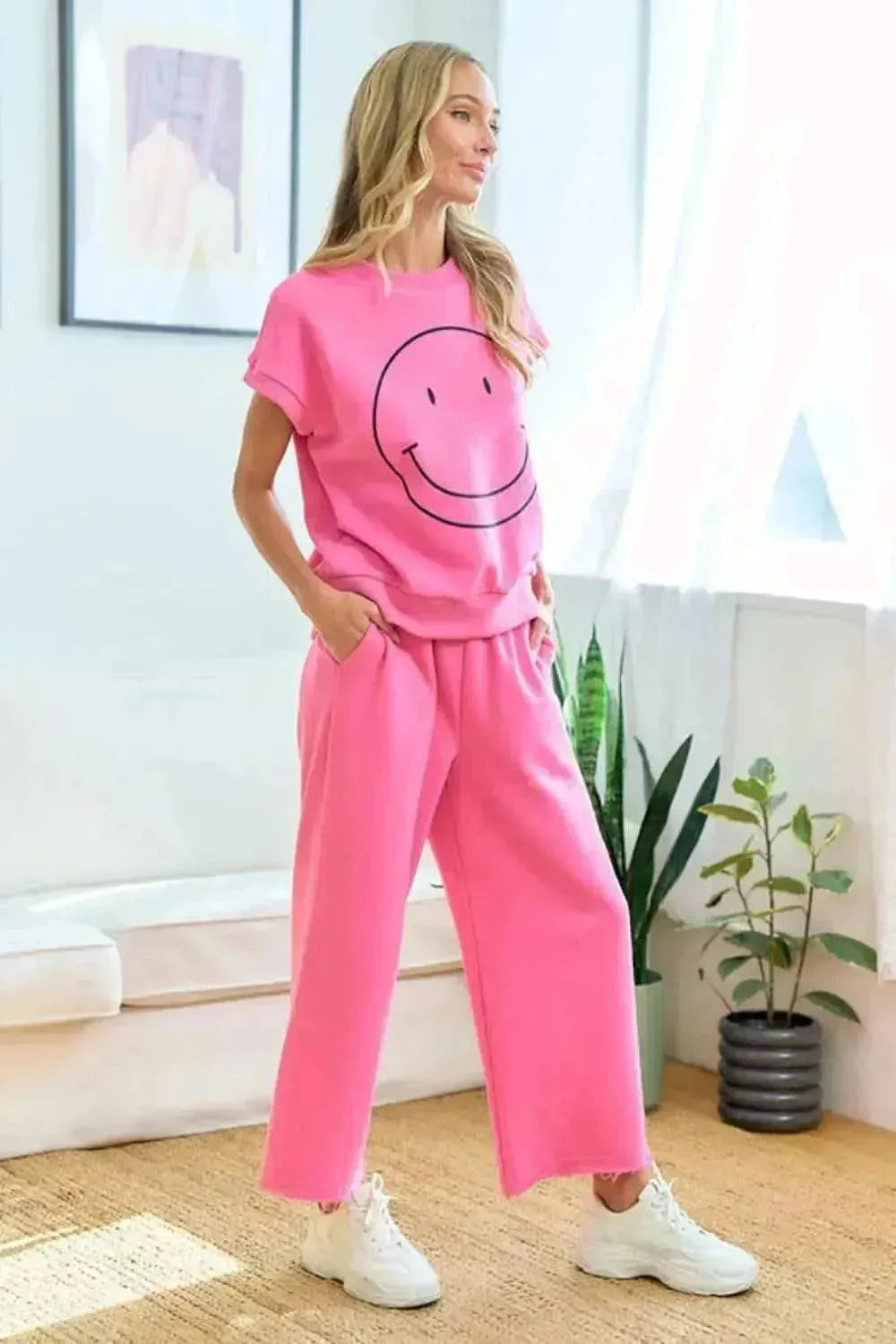 First Love Smile Face Drop Shoulder Brushed Inside T-Shirt - Bad Moms Club