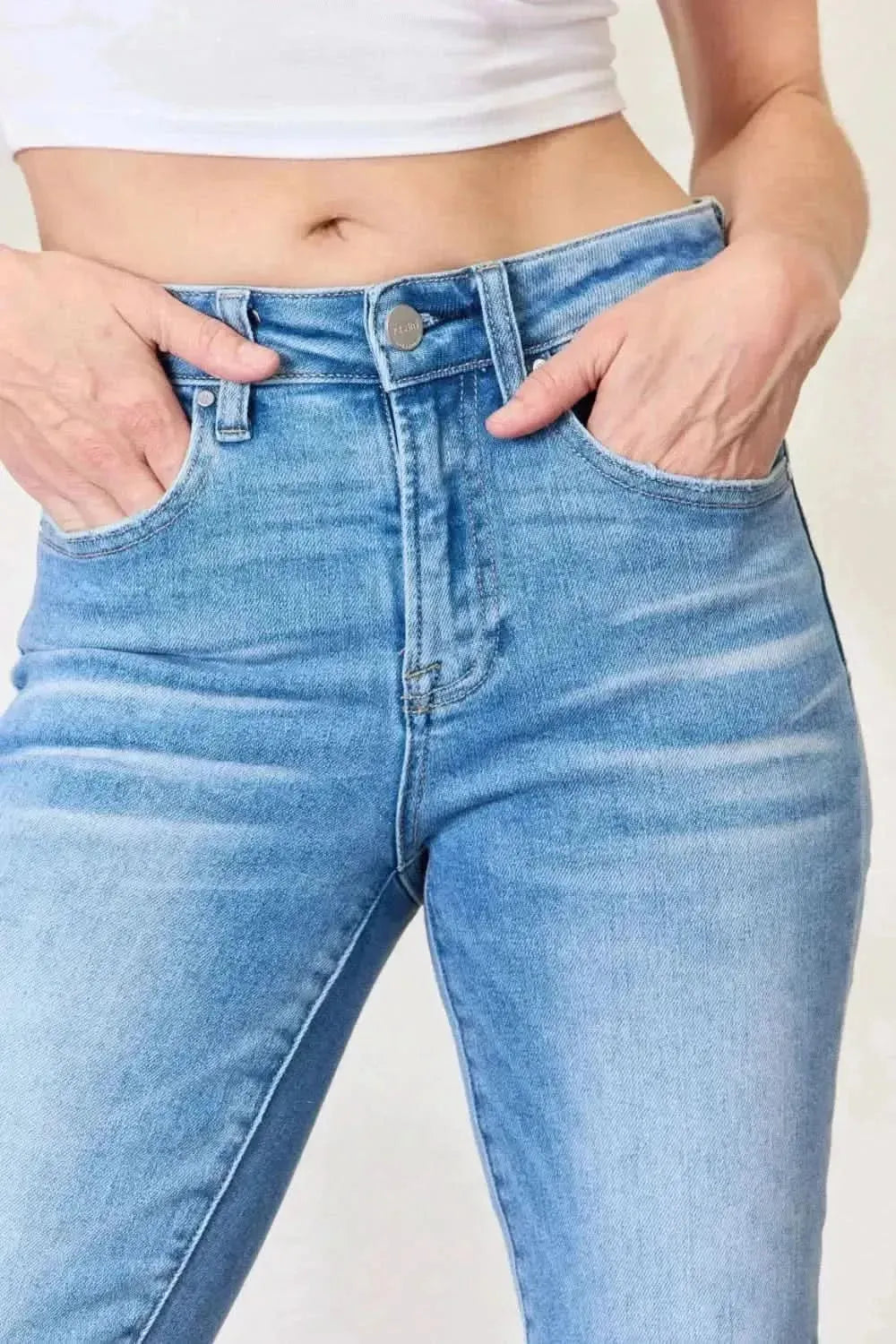 RISEN Full Size Mid Rise Skinny Jeans - Bad Moms Club