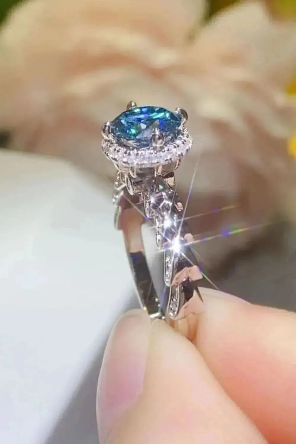 925 Sterling Silver 1 Carat Moissanite Cluster Ring - Bad Moms Club