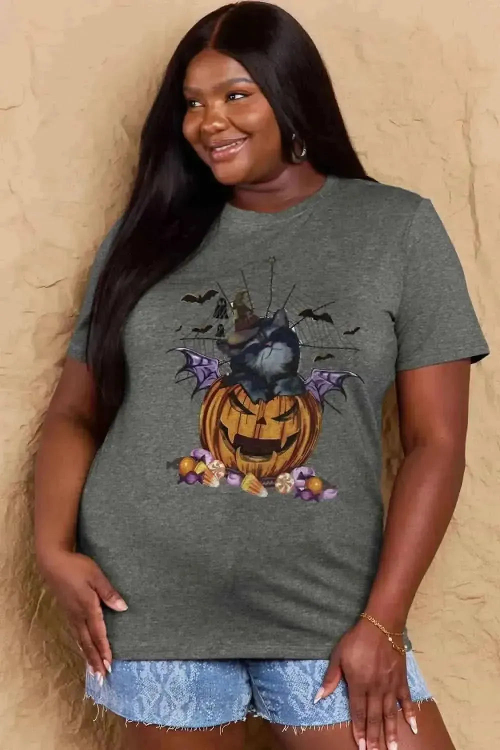 Simply Love Full Size Jack-O'-Lantern Graphic T-Shirt - Bad Moms Club