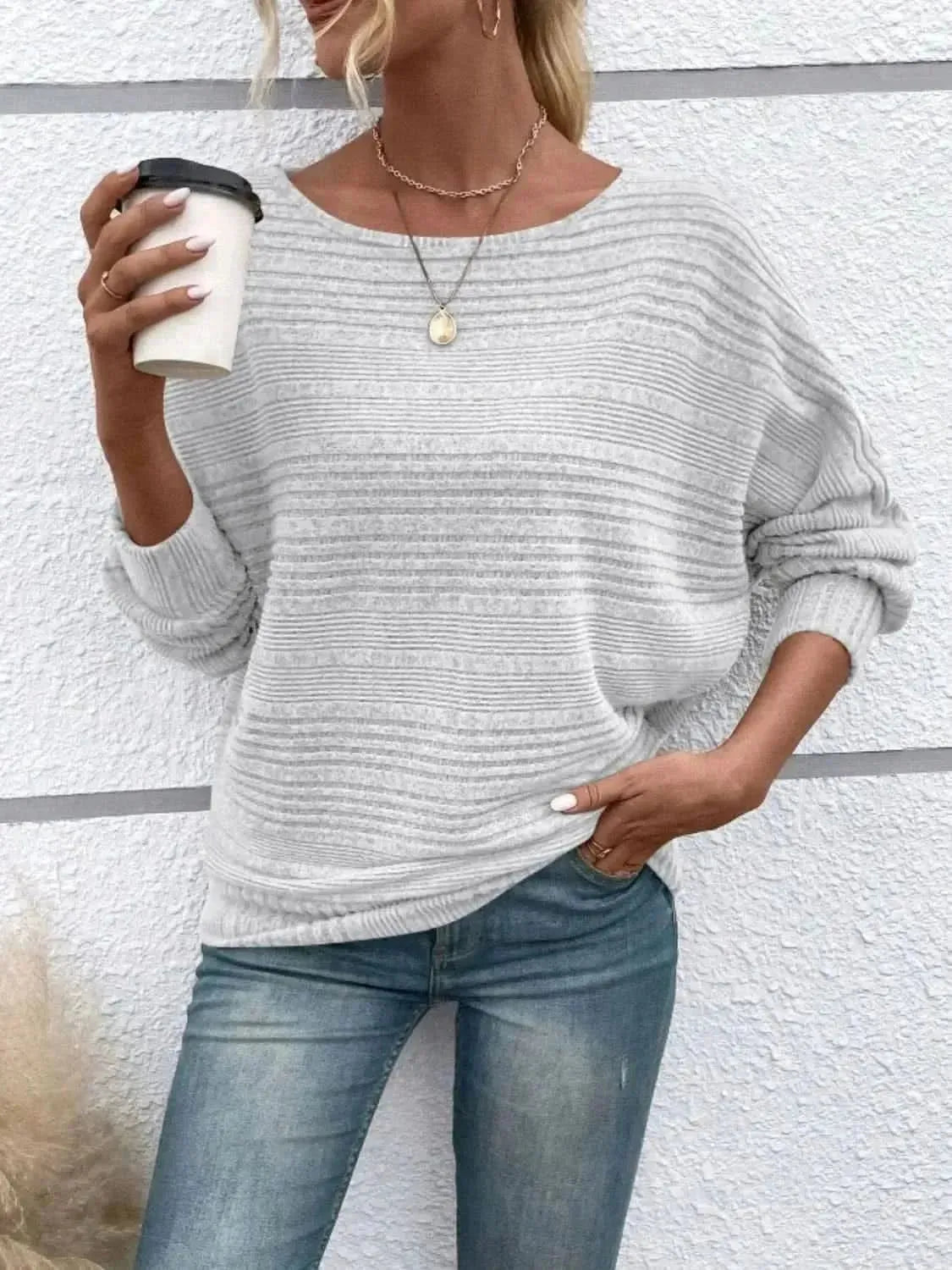 Full Size Round Neck Long Sleeve Top - Bad Moms Club