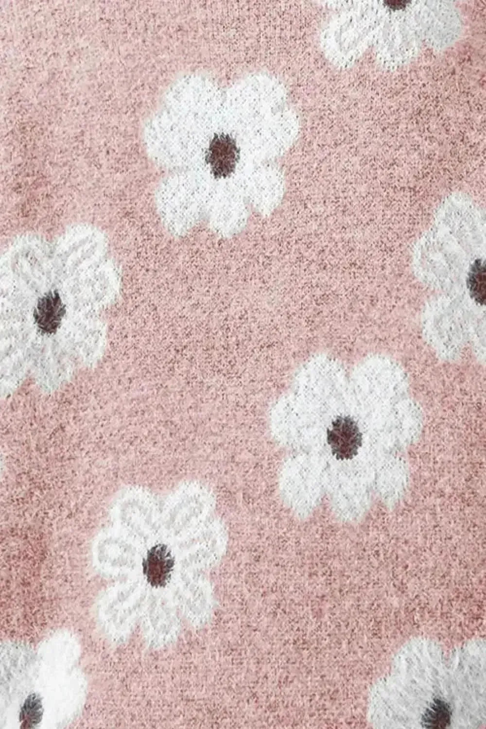 Flower Half Zip Long Sleeve Sweater - Bad Moms Club