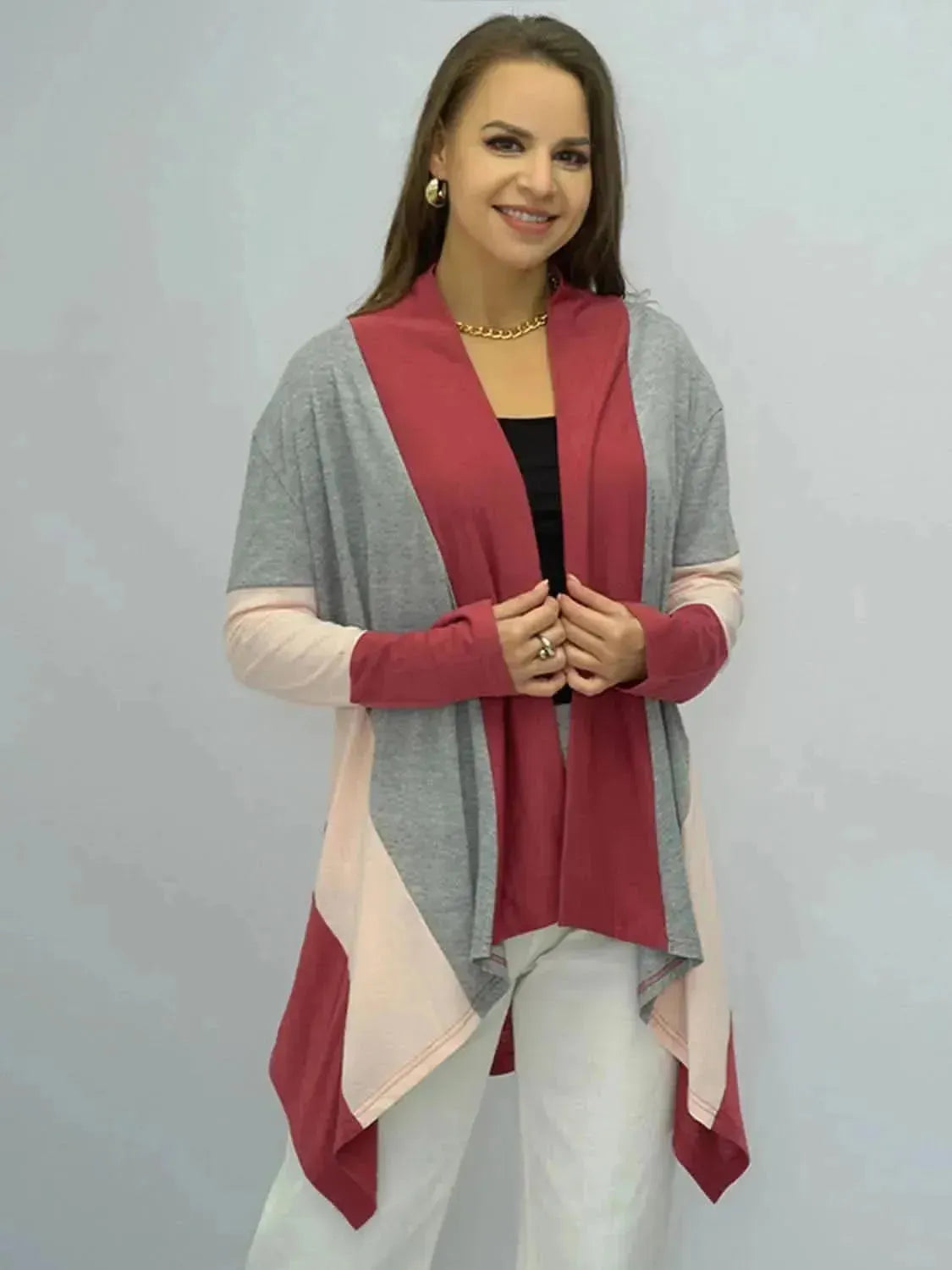 Color Block Open Front Cardigan - Bad Moms Club