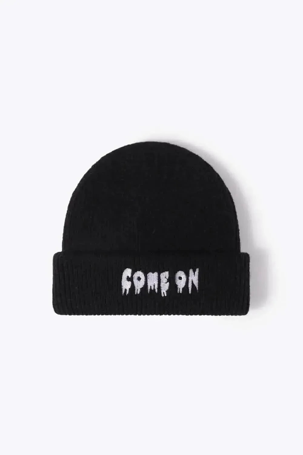 COME ON Embroidered Cuff Knit Beanie - Bad Moms Club