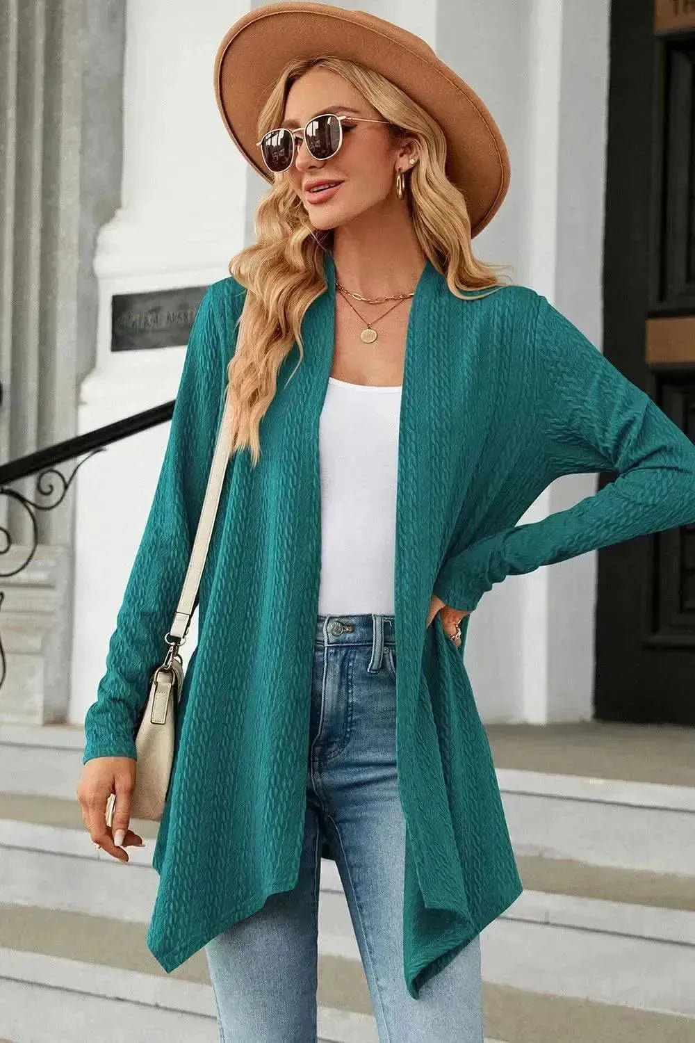 Open Front Long Sleeve Cardigan - Bad Moms Club