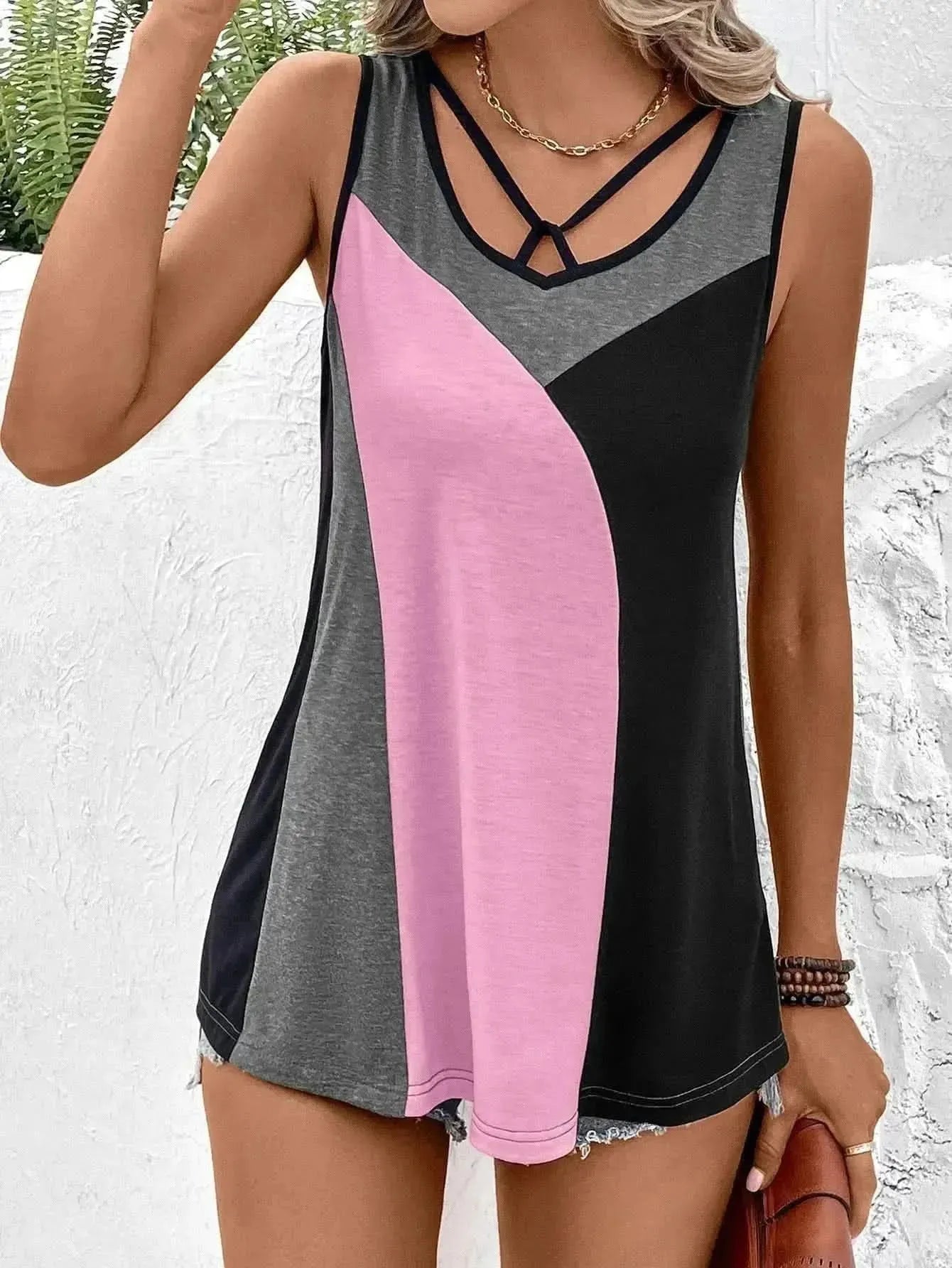 Ivy Lane Color Block Tank Top - Bad Moms Club