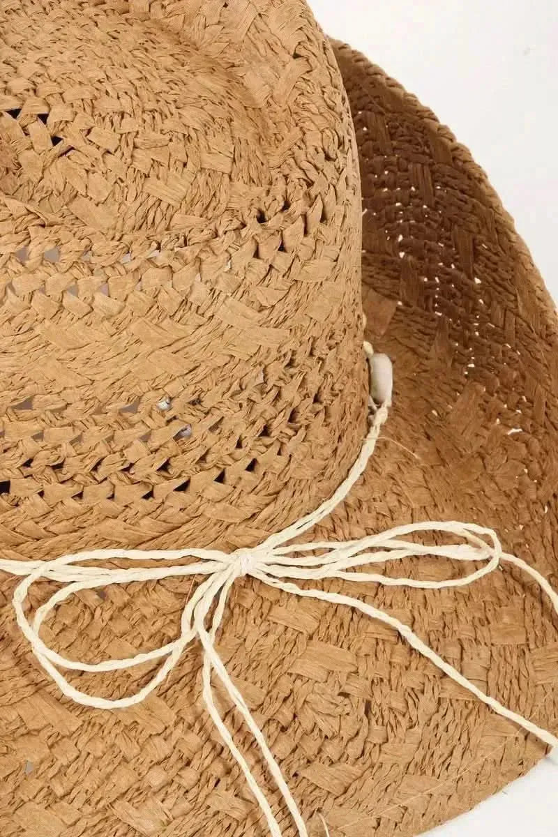 Fame Openwork Shell Weave Straw Hat - Bad Moms Club