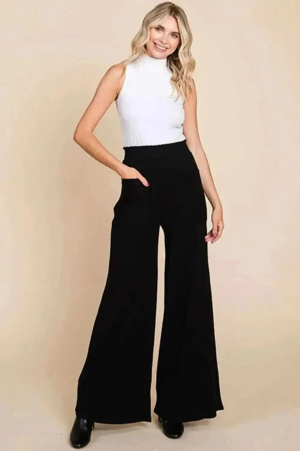Culture Code Full Size High Waist Wide Leg Pants - Bad Moms Club