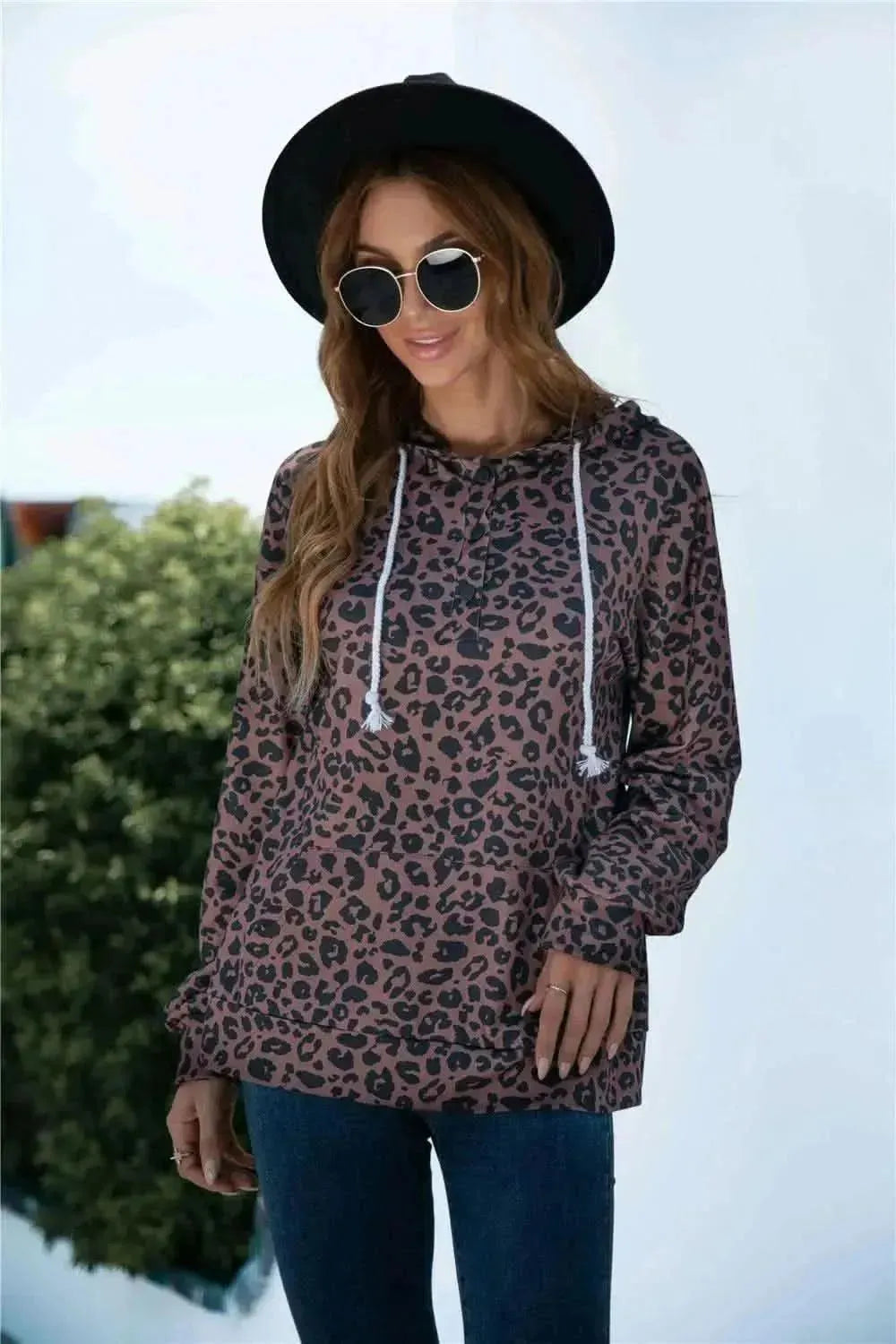 Full Size Printed Quarter-Snap Drop Shoulder Hoodie - Bad Moms Club