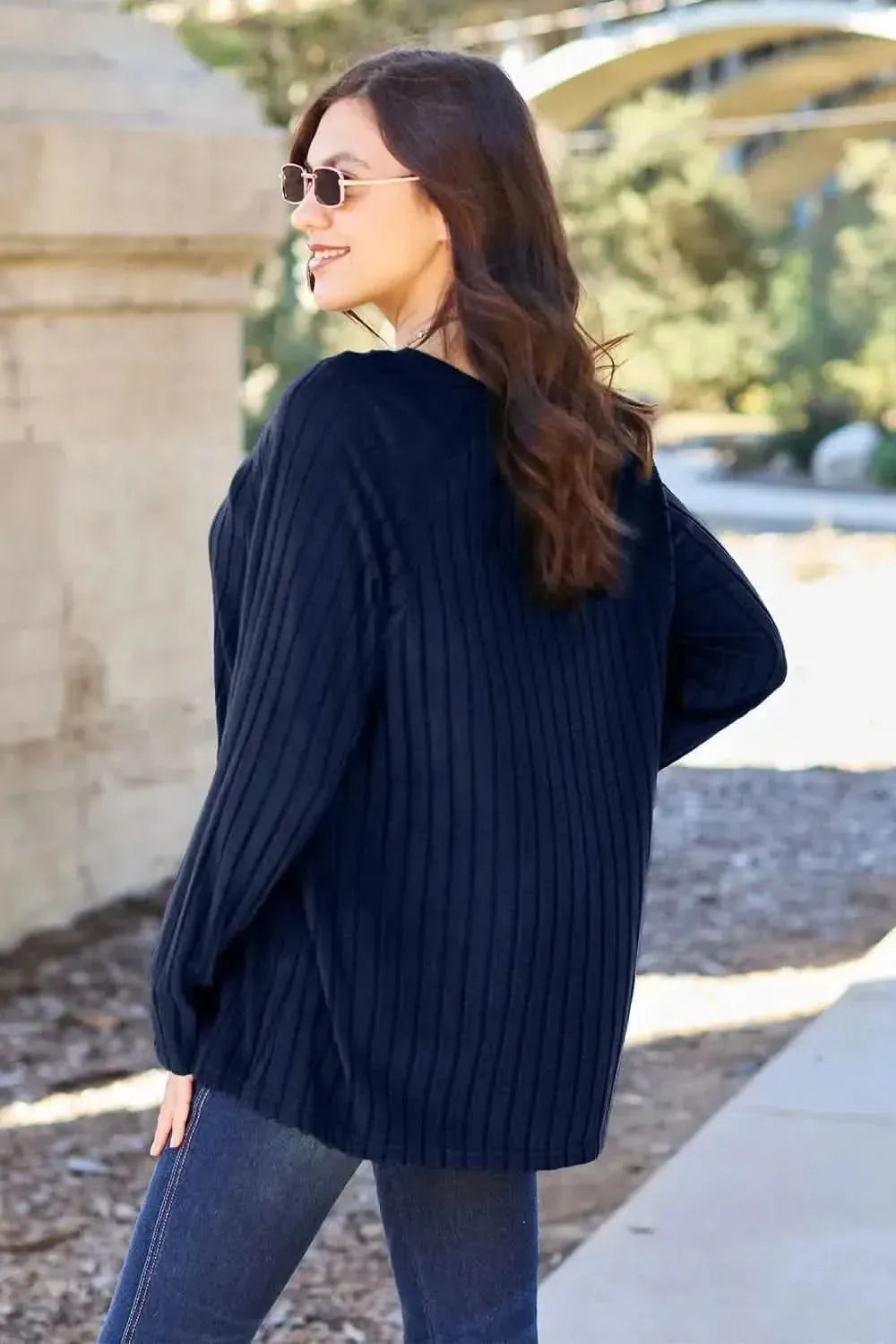 Basic Bae Full Size Ribbed Round Neck Long Sleeve Knit Top - Bad Moms Club