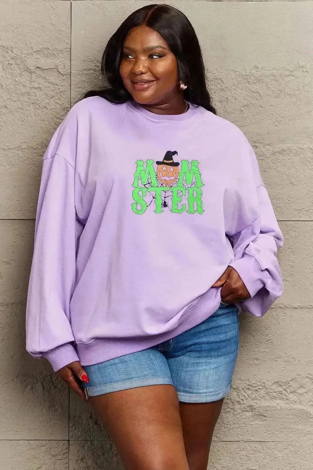 Simply Love Full Size Drop Shoulder Graphic Sweatshirt - Bad Moms Club