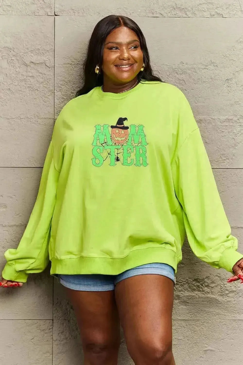 Simply Love Full Size Drop Shoulder Graphic Sweatshirt - Bad Moms Club
