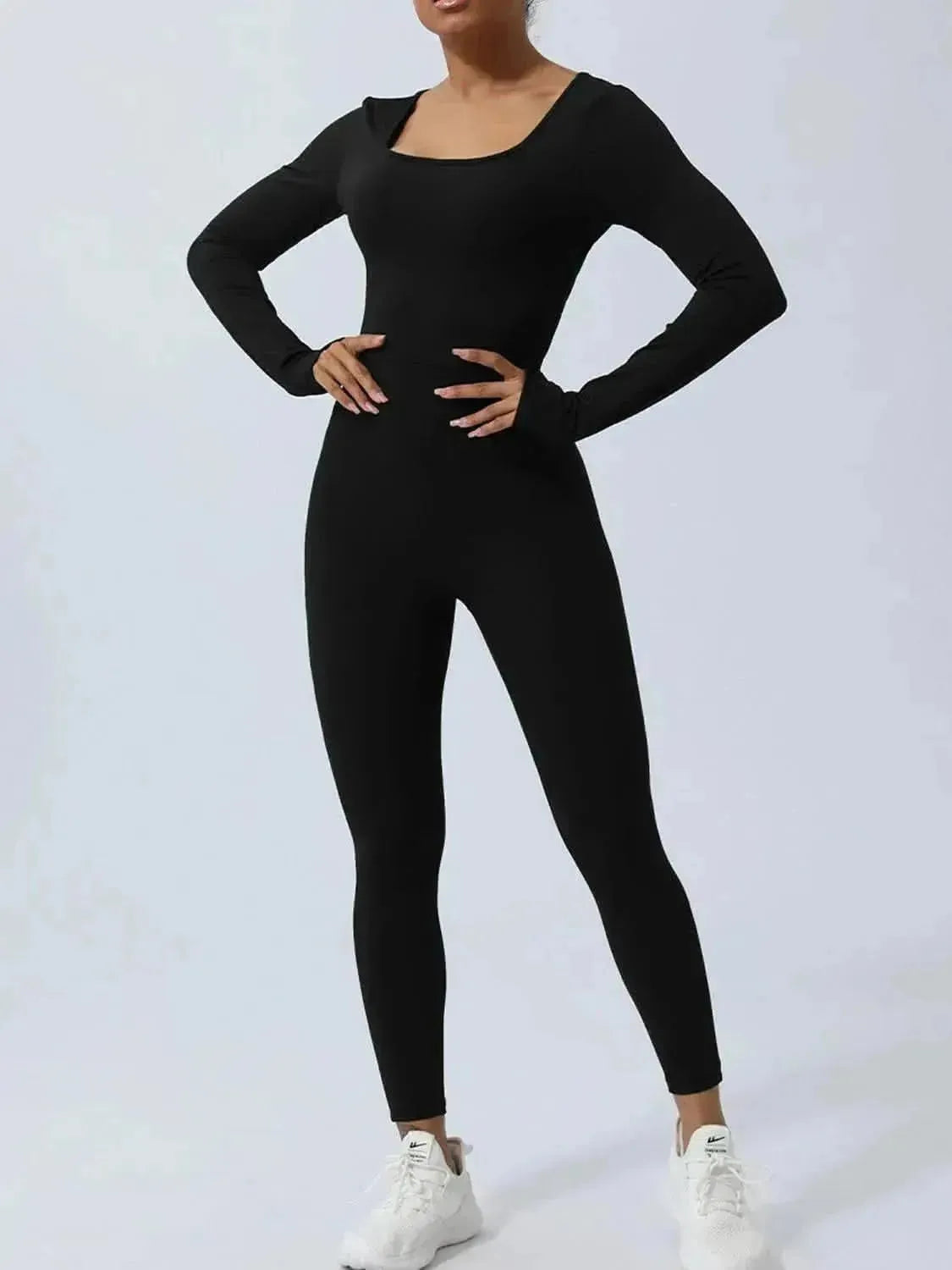 Twisted Backless Long Sleeve Jumpsuit - Bad Moms Club