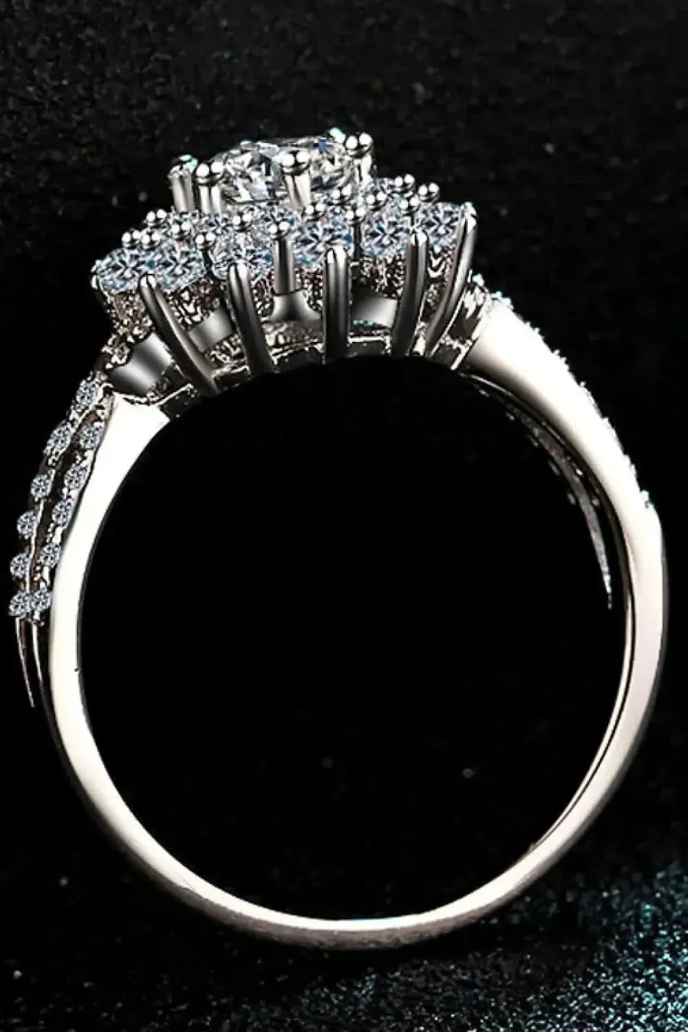 Moissanite Flower-Shape Split Shank Ring - Bad Moms Club